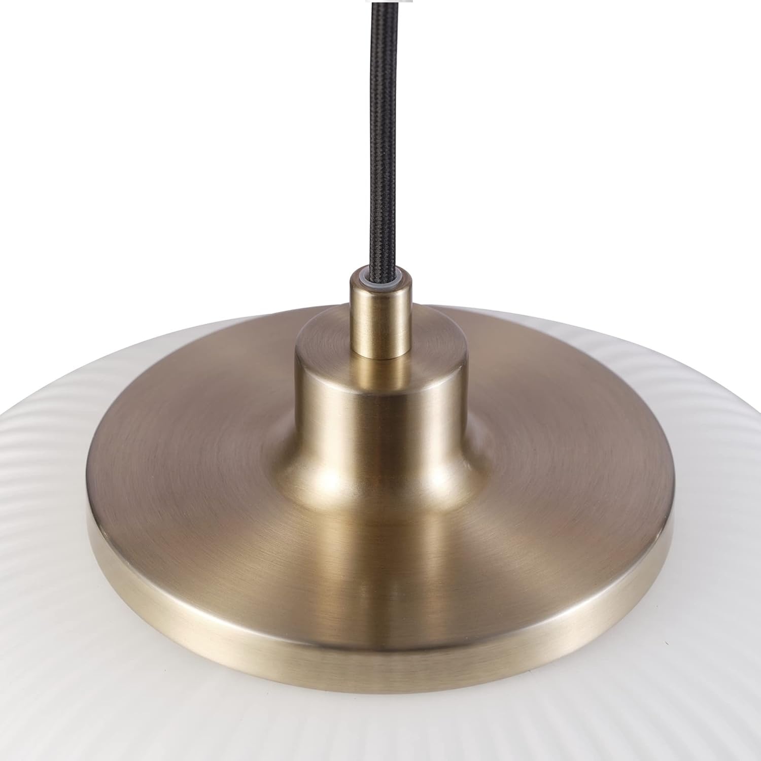 image:imageGlobe Electric 65842 1Light Pendant Lighting Matte Brass Frosted Ribbed Glass Shade