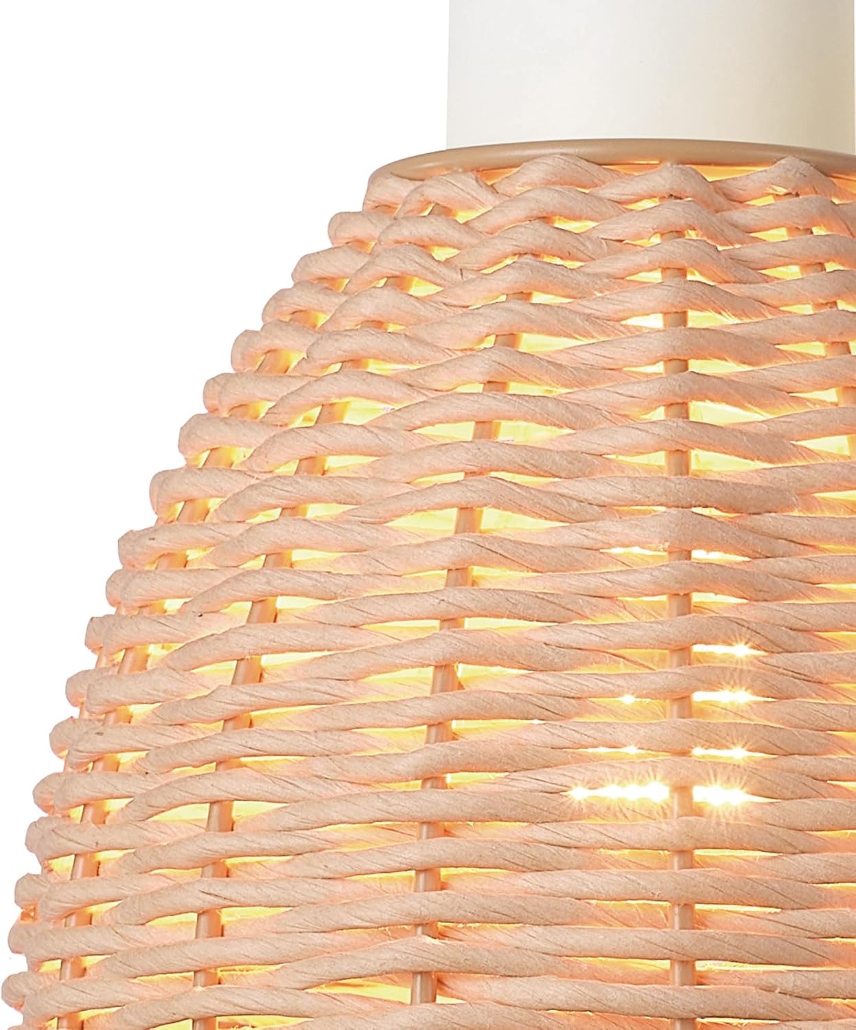 image:imageGlobe Electric 65925 2Light Plugin or Hardwire Wall Sconce Matte White Fabric Shade with Natural Rattan Accent 6ft Braided Cord inLine Rocker Switch Modern Lighting for Apartments or RentersBriar White