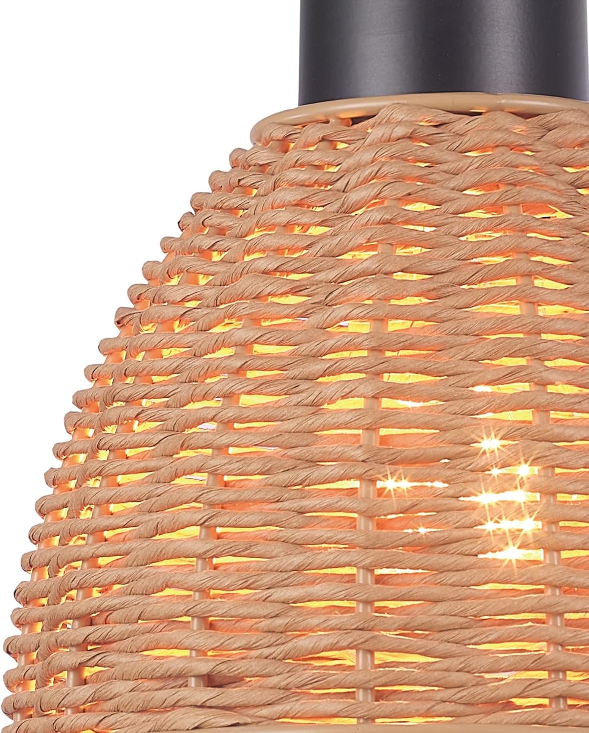 image:imageGlobe Electric 65925 2Light Plugin or Hardwire Wall Sconce Matte White Fabric Shade with Natural Rattan Accent 6ft Braided Cord inLine Rocker Switch Modern Lighting for Apartments or RentersBriar Black