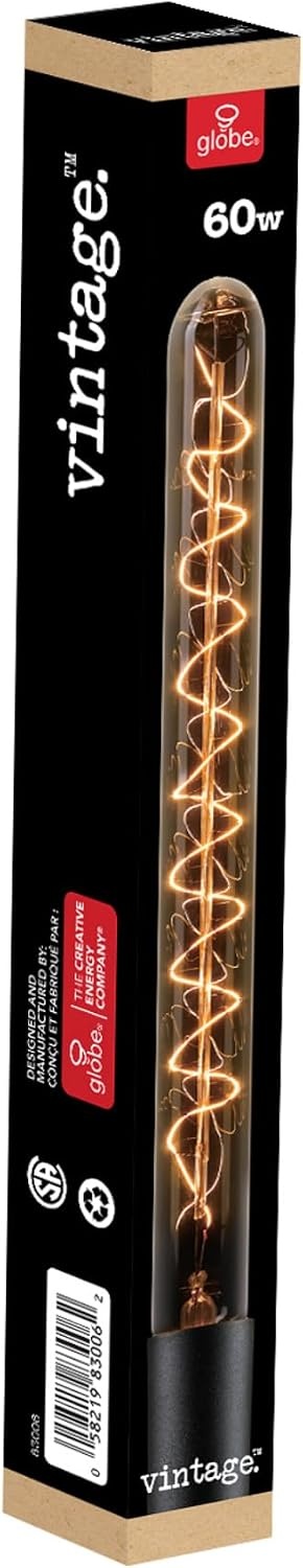image:imageGlobe Electric 83006 Oversized Vintage Edison Tube 60W Clear Glass Dimmable Incandescent Light Bulb E26 Base 220 Lumens830061 Count Pack of 1