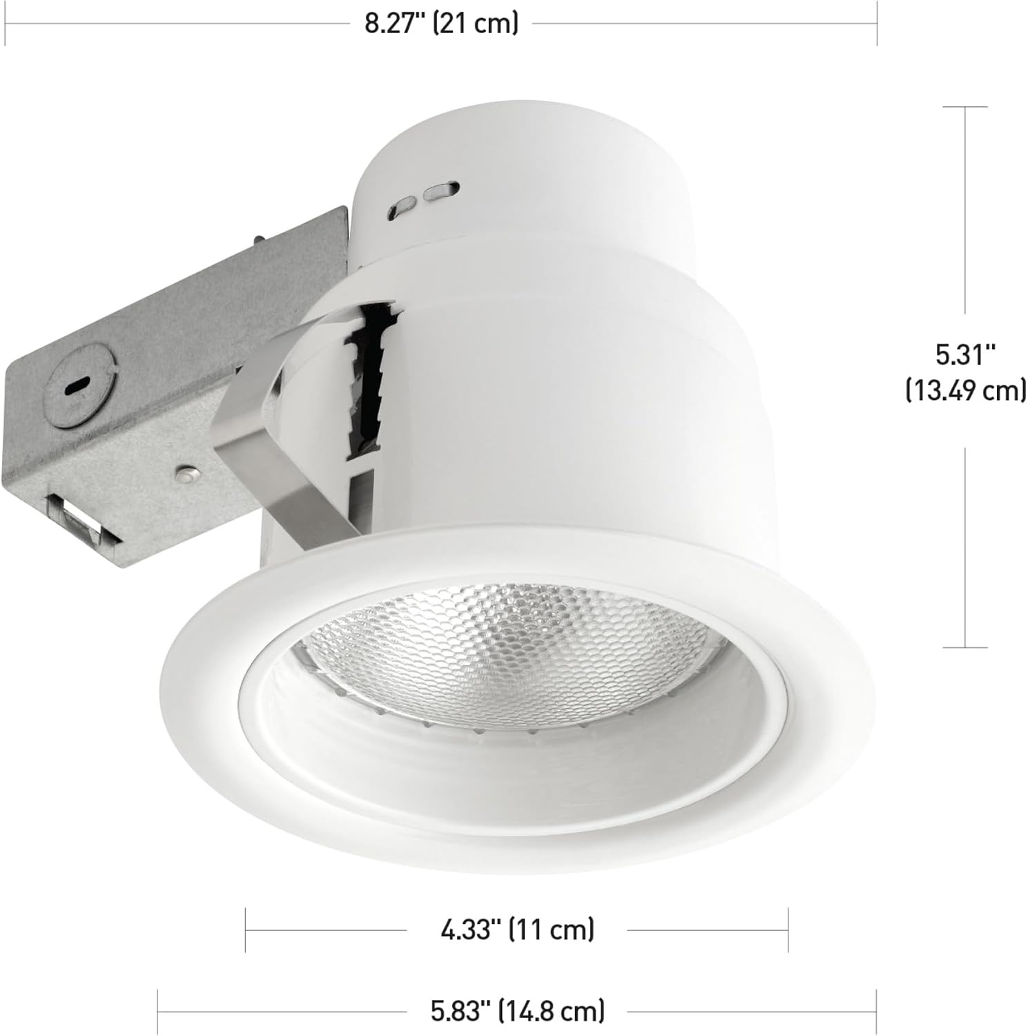 image:imageGlobe Electric 90671 5 Rust Proof IndoorOutdoor Ridged Baffle Round Trim Recessed Lighting Kit White Easy Install PushNClick Clips 45 Hole Size Dimmable Porch Light Bulb Not Included1 Pack