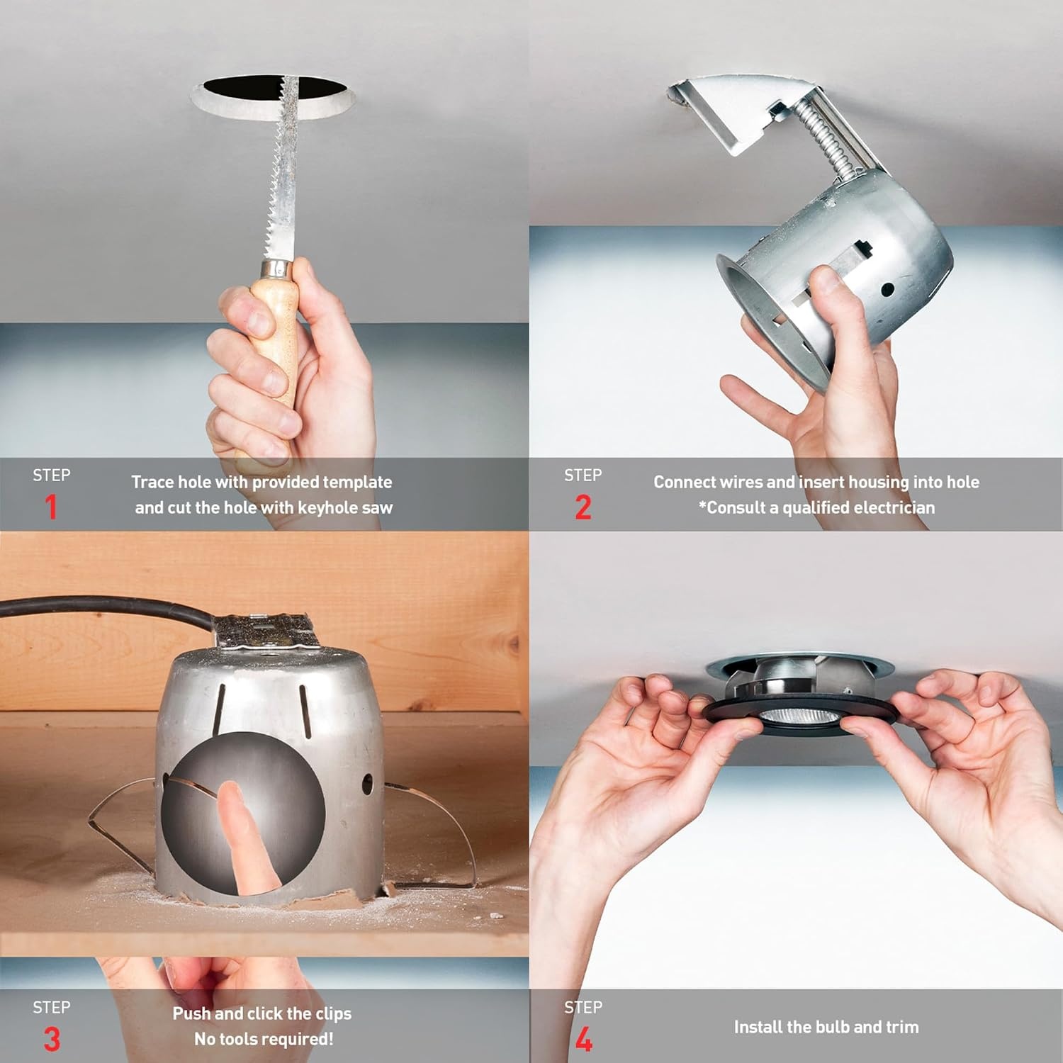 image:imageGlobe Electric 90671 5 Rust Proof IndoorOutdoor Ridged Baffle Round Trim Recessed Lighting Kit White Easy Install PushNClick Clips 45 Hole Size Dimmable Porch Light Bulb Not Included1 Pack
