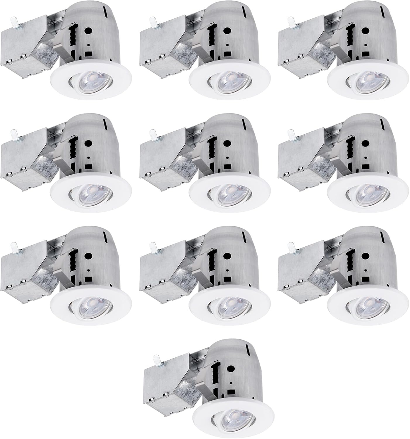 image:imageGlobe Electric 90718 3 LED IC Rated Swivel Round Trim Recessed Lighting Kit 4Pack White Finish Easy Install PushNClick Clips Bulbs Included 325 Hole Size 400 Lumen4 White Round Swivel