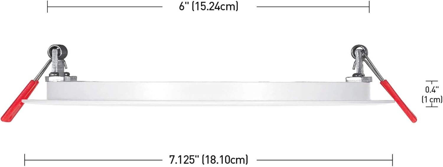 image:imageGlobe Electric 90933 6 Ultra Slim LED Integrated Recessed Lighting Kit 12 Watts Energy Star IC and Wet Rated White Finish 631 Hole Size Dimmer Switch Compatible 800 Lumens 3000K1 Pack