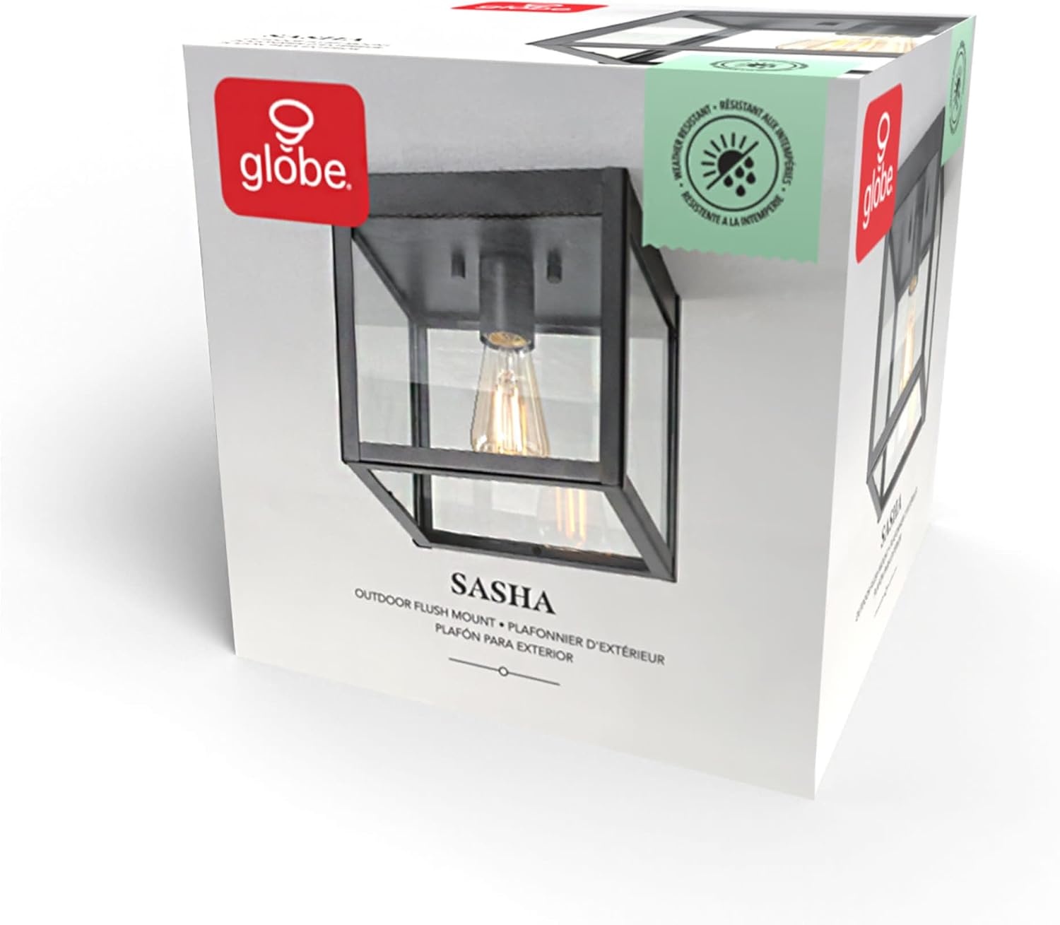 image:imageGlobe Electric 91005230 Sasha 8 Wide Flush Mount Square Outdoor Ceiling Fixture Matte Black