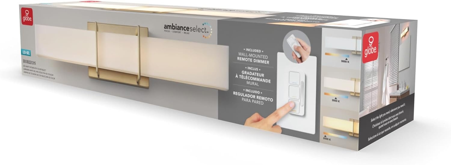 image:imageGlobe Electric 91005408 Horizon 24 Wide LED Bath Bar with Frosted Acrylic Shade Chrome
