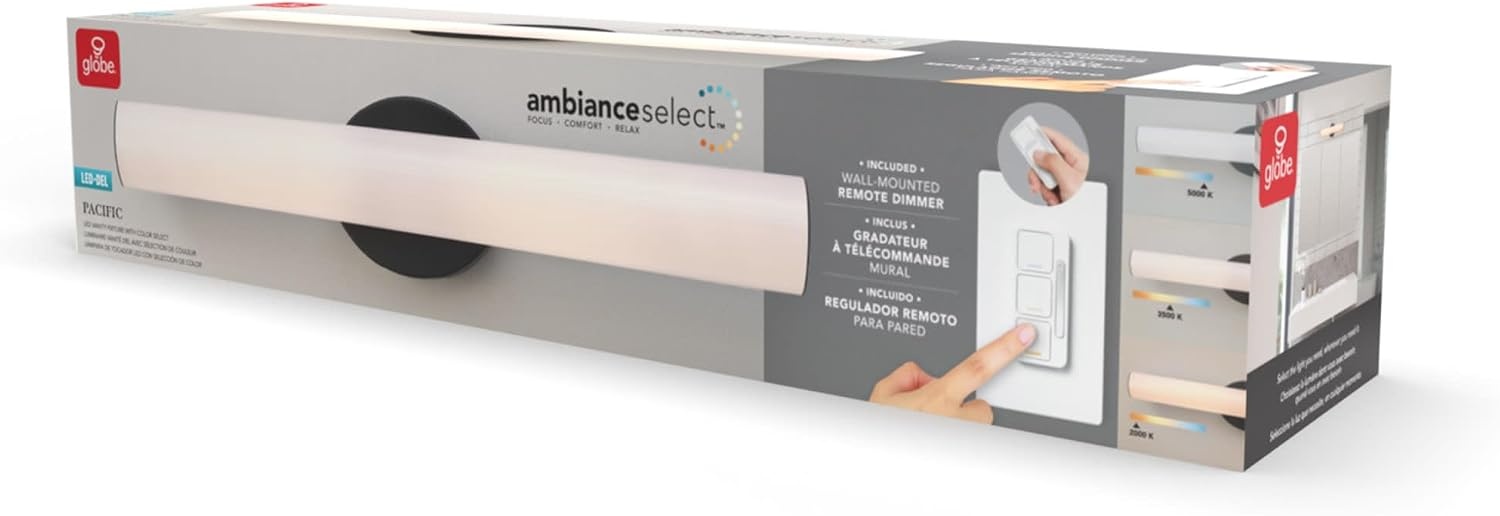 image:imageGlobe Electric 91005447 Pacific 24 Wide LED Bath Bar with Frosted Acrylic Shade Brass