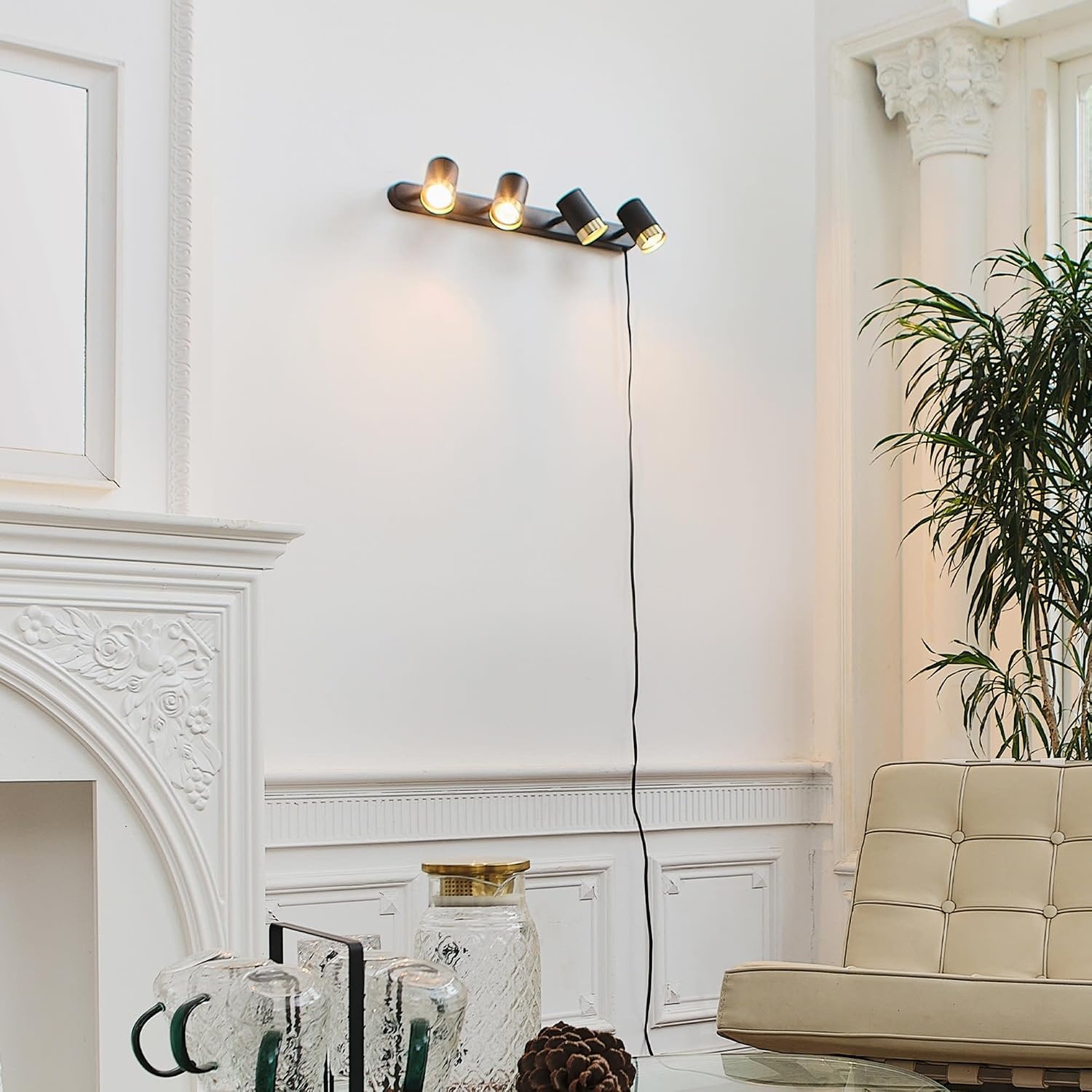 image:imageGlobe Electric 91005455 Dale 4 Light 6 Tall Plugin Wall Sconce Matte Black