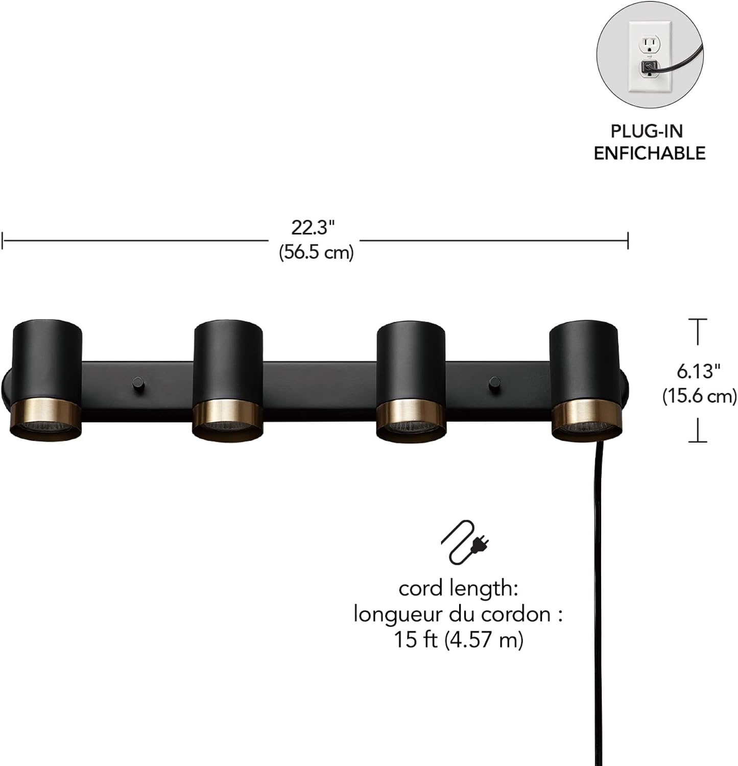image:imageGlobe Electric 91005455 Dale 4 Light 6 Tall Plugin Wall Sconce Matte Black