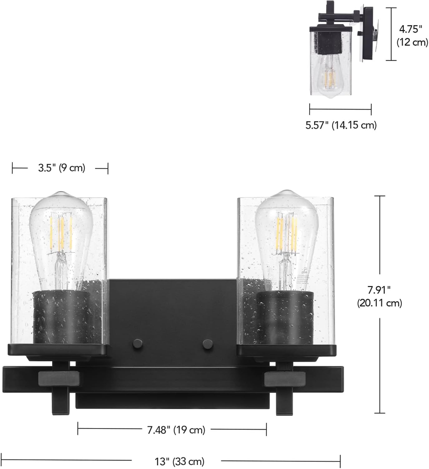 image:imageGlobe Electric 91007782 Dakota 2 Light 13 Wide Vanity Light with Towel Ring and Toilet Paper Holder Matte Black