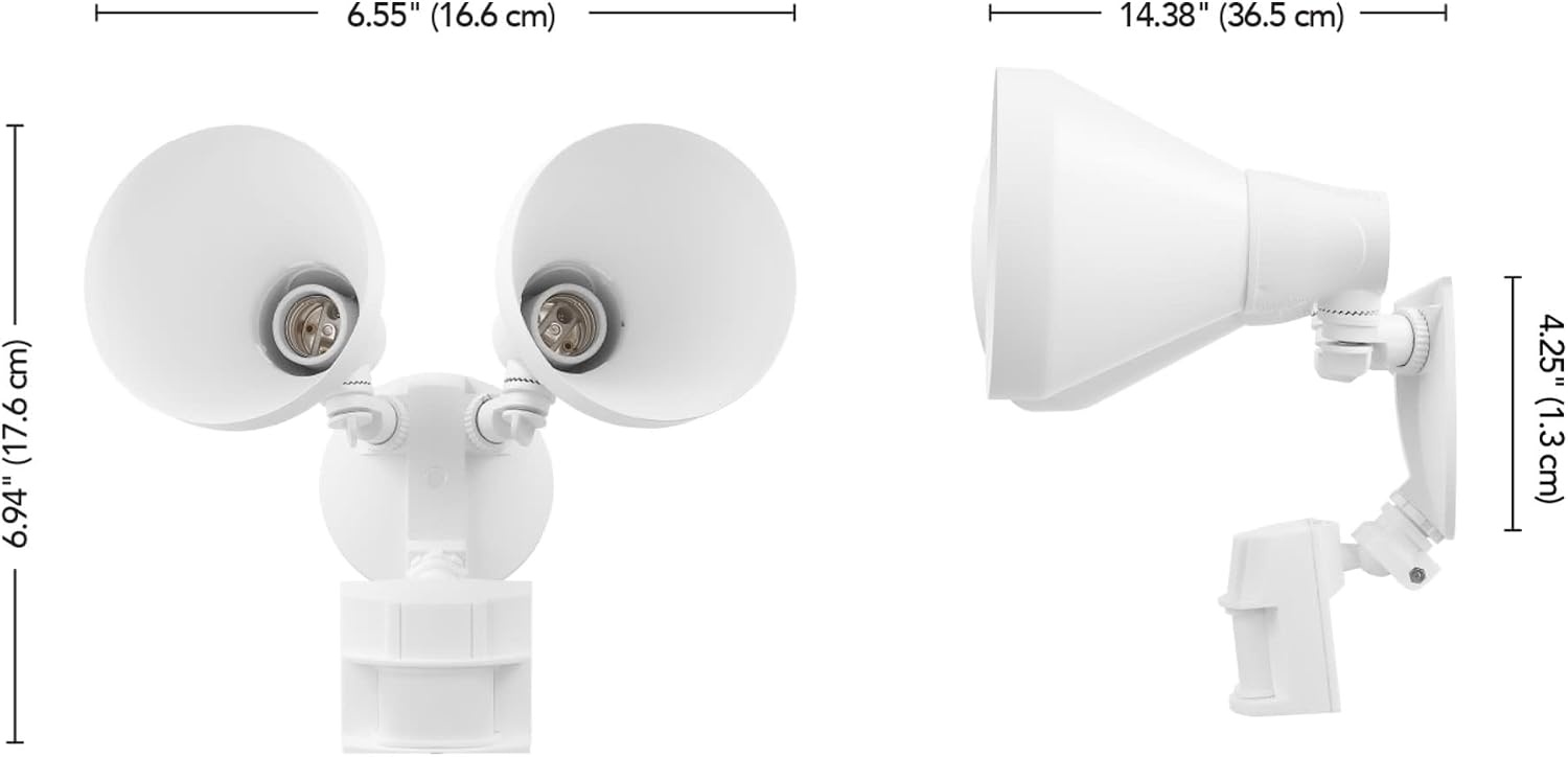 image:imageGlobe Electric 91008610 Motion Double Light 51316 Wide Outdoor Flood Light with Shades Satin