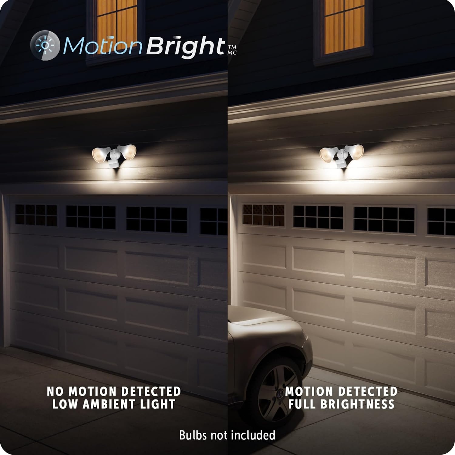 image:imageGlobe Electric 91008610 Motion Double Light 51316 Wide Outdoor Flood Light with Shades Satin