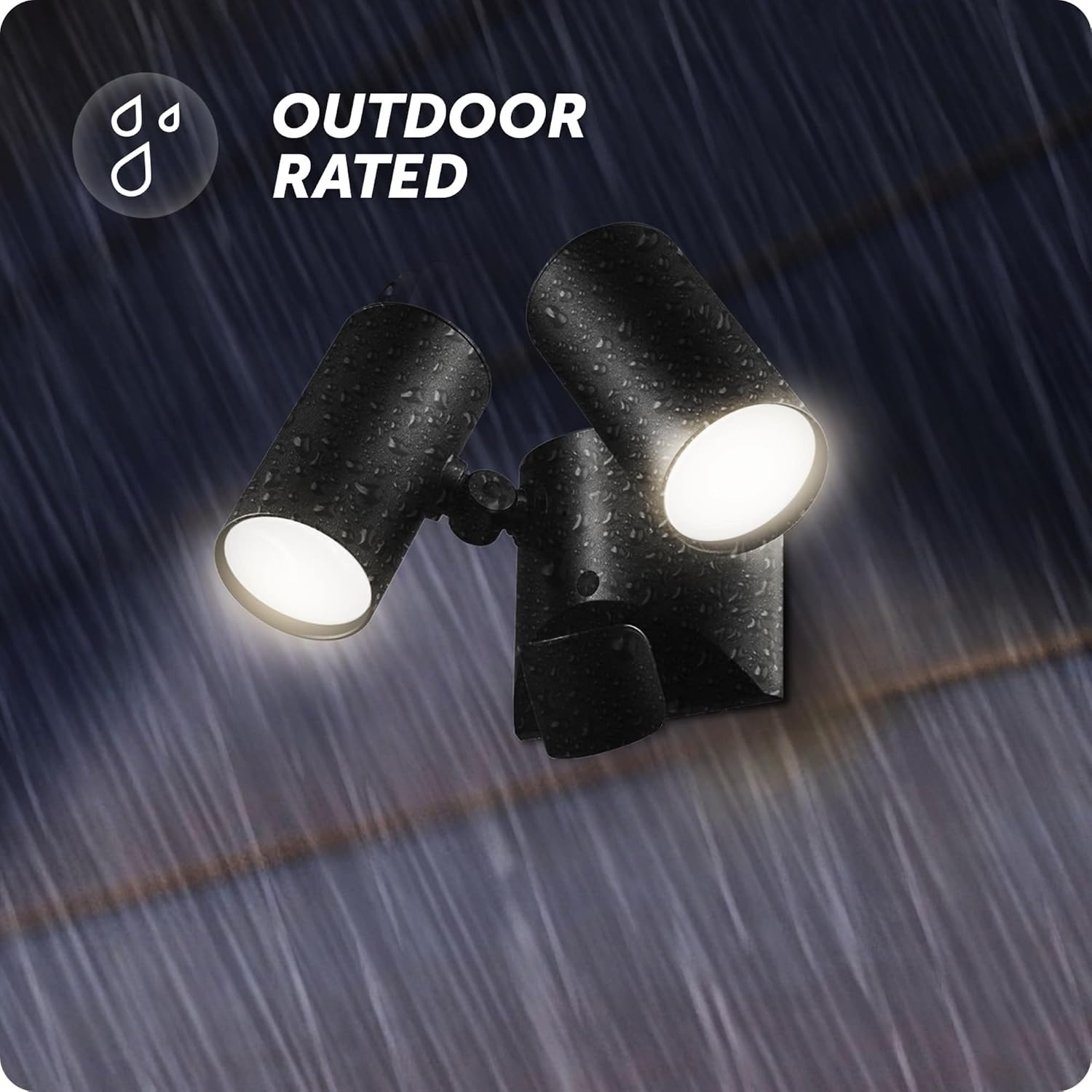 image:imageGlobe Electric 91008631 Double Light 6716 Wide Adjustable 4000K LED Outdoor Security Flood Light Black