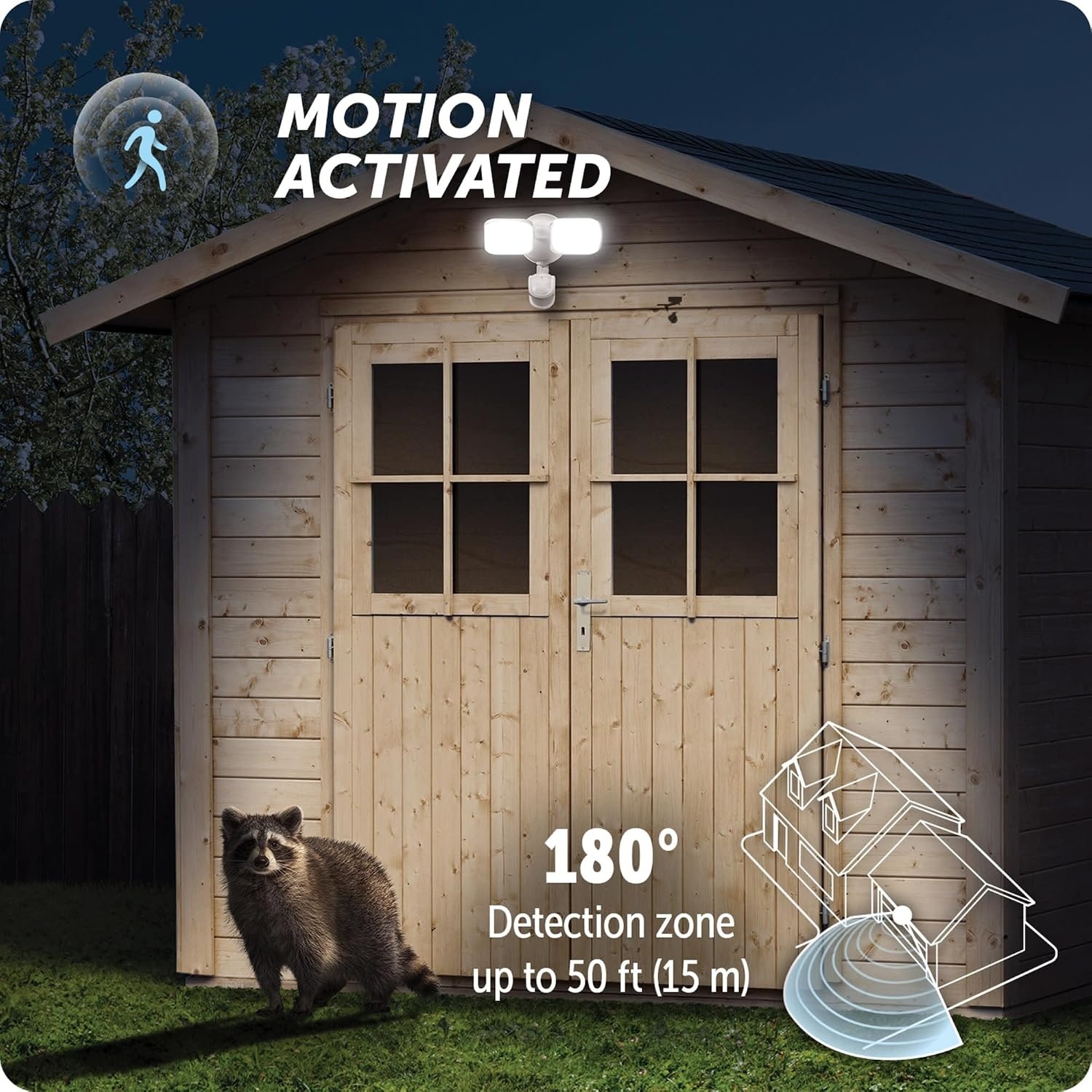 image:imageGlobe Electric 91008642 Motion Sensing Adjustable Head Double Light 8516 Wide 4000K LED Battery Powered Outdoor Security Flood Light White