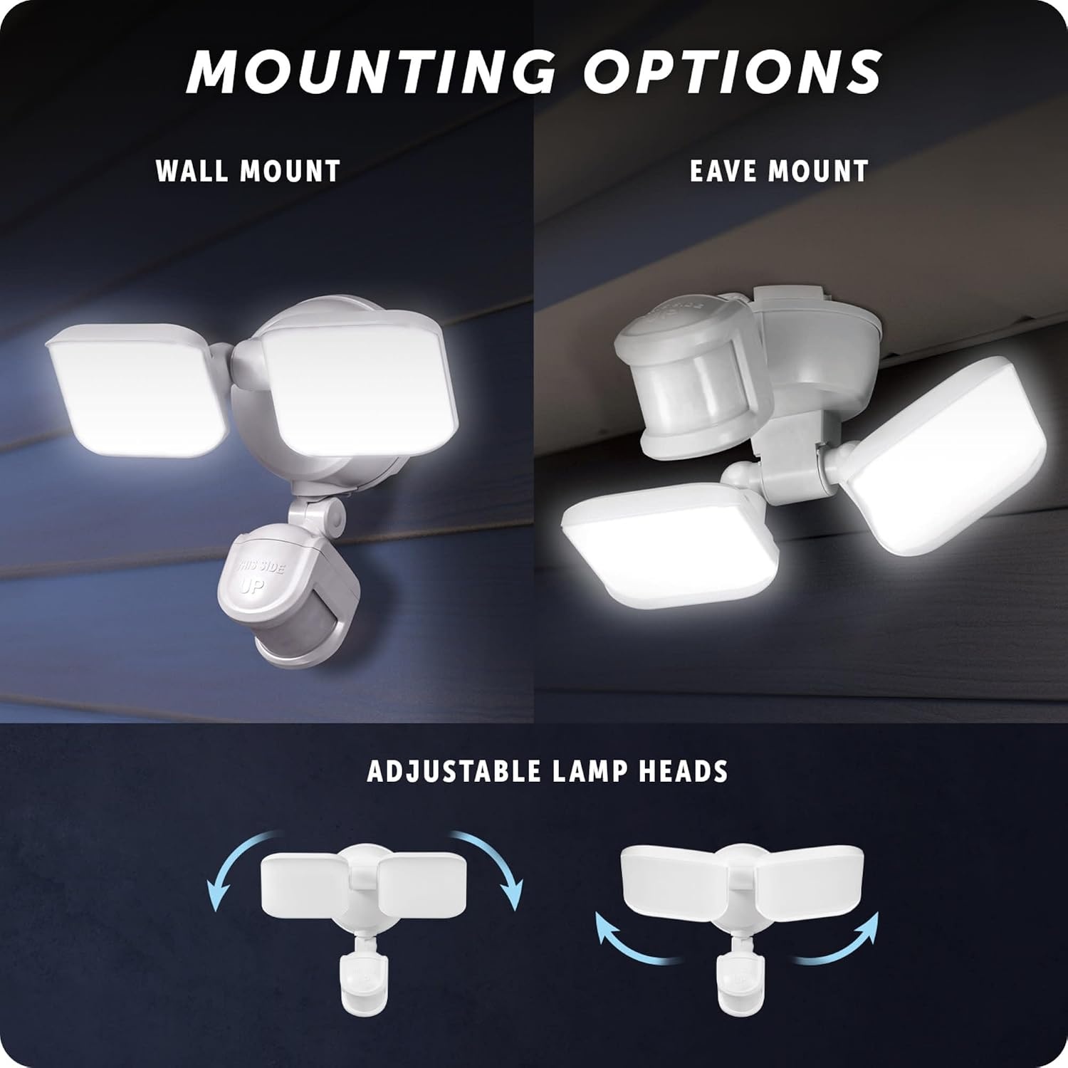 image:imageGlobe Electric 91008642 Motion Sensing Adjustable Head Double Light 8516 Wide 4000K LED Battery Powered Outdoor Security Flood Light White