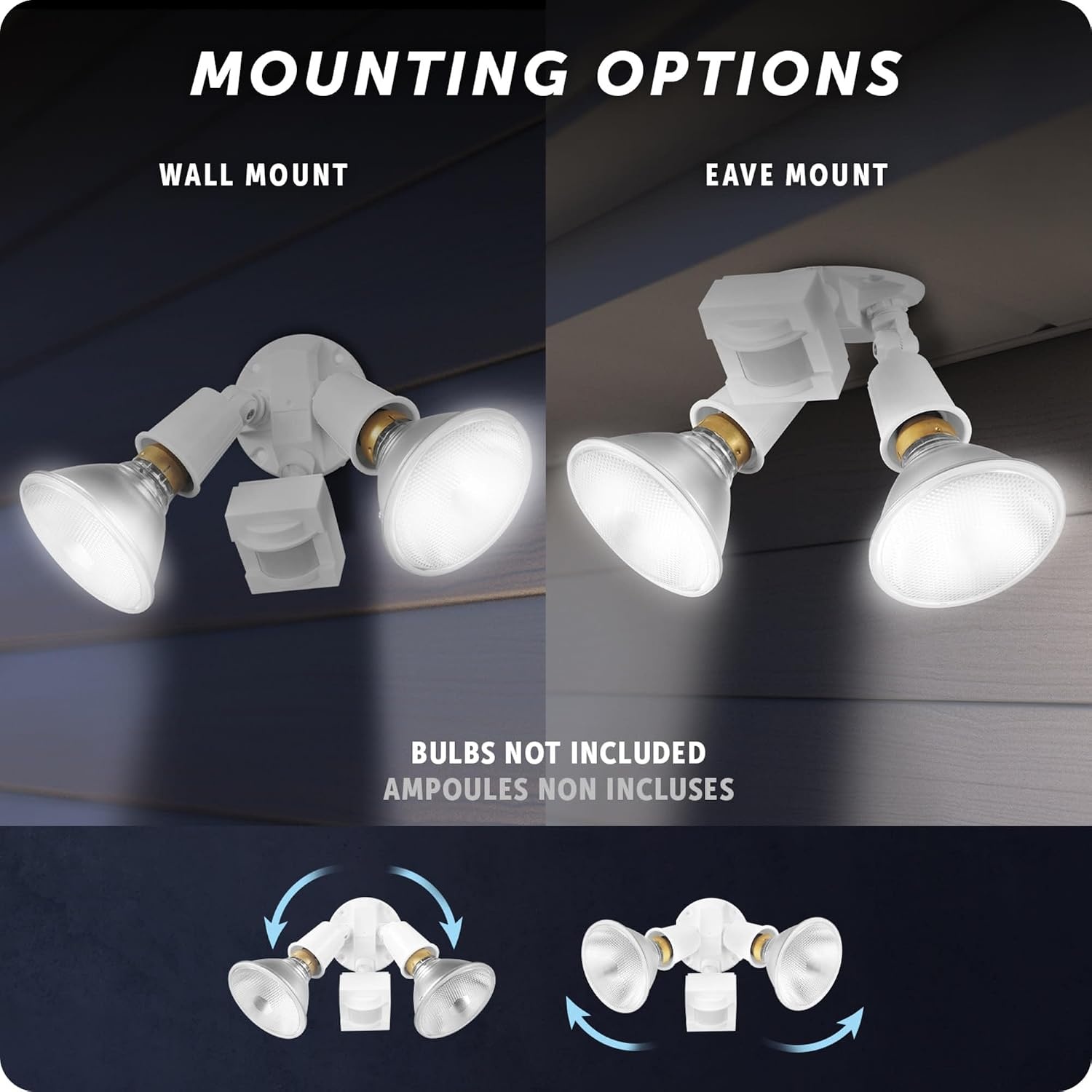 image:imageGlobe Electric 91008644 Motion Sensing Double Light 31116 Wide Adjustable Head Outdoor Security Flood Light White