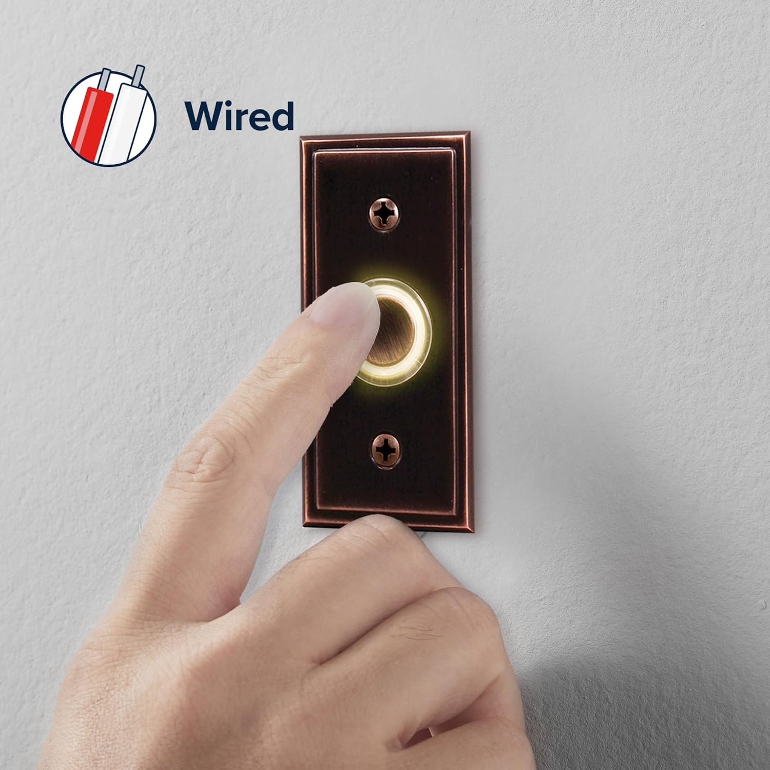 image:imageGlobe Electric 91008661 Heath Zenith Metal Wired Lighted Push Doorbell Button Oil Rubbed Bronze