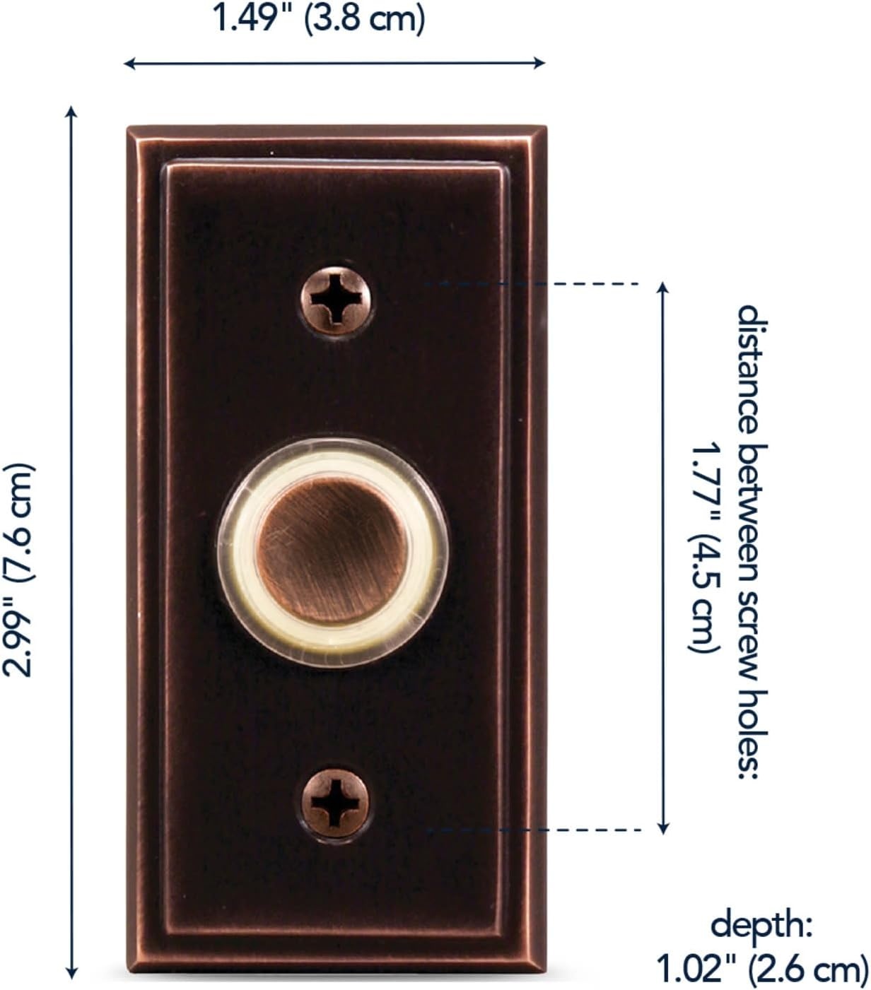 image:imageGlobe Electric 91008661 Heath Zenith Metal Wired Lighted Push Doorbell Button Oil Rubbed Bronze