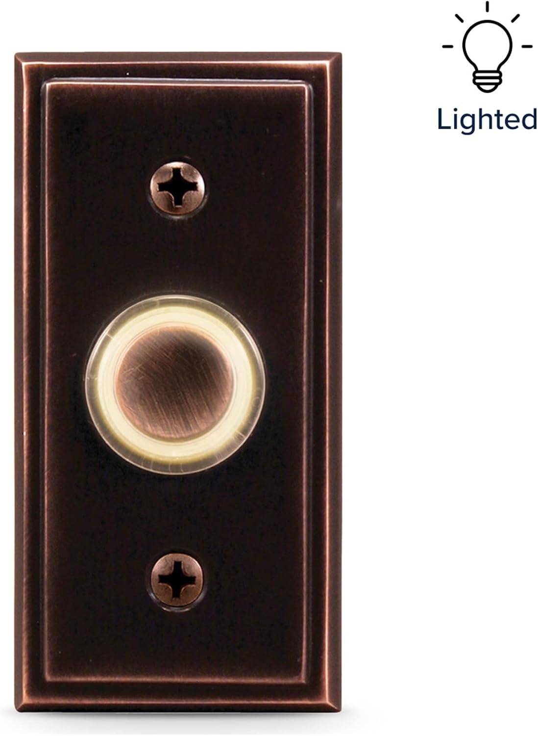 image:imageGlobe Electric 91008661 Heath Zenith Metal Wired Lighted Push Doorbell Button Oil Rubbed Bronze