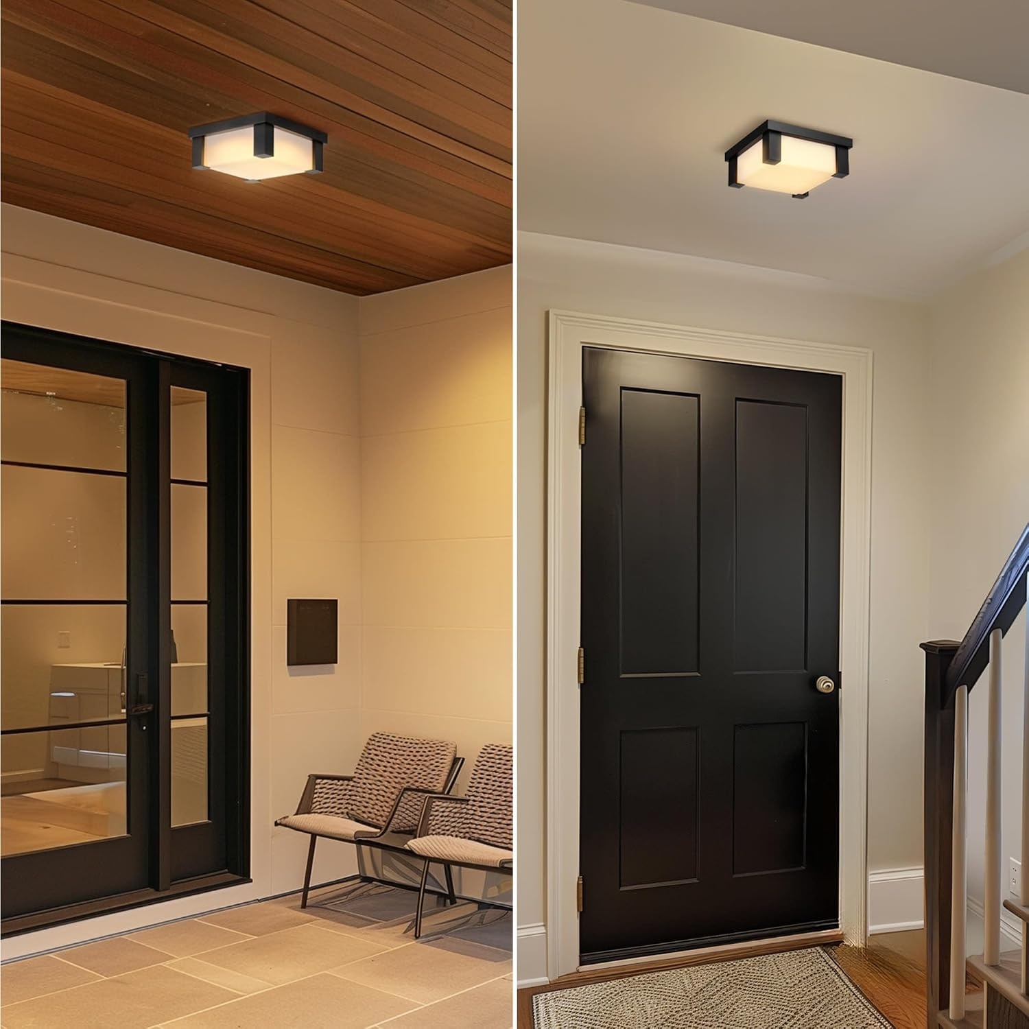 image:imageGlobe Electric 91009557 Armando 12 Wide Flush Mount Square Outdoor Ceiling Fixture Matte