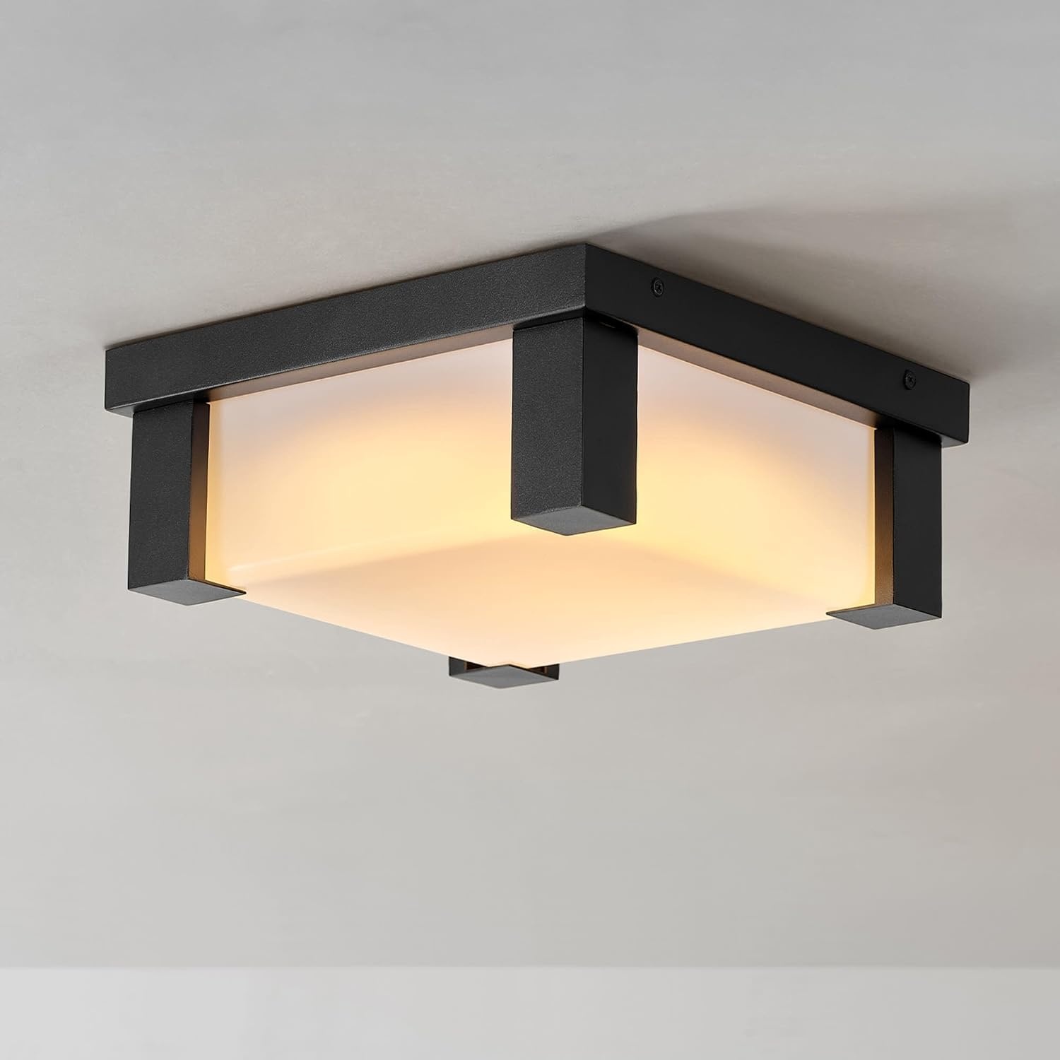 image:imageGlobe Electric 91009557 Armando 12 Wide Flush Mount Square Outdoor Ceiling Fixture Matte