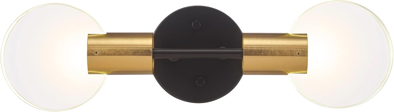 image:imageGlobe Electric Edinburgh 24 LED Integrated Vanity Light Matte Black 19W 1200 Lumens 4000 Kelvin Cool White 90 CRI Frosted Acrylic Shades Dimmable Bulb Not IncludedMatte Black Brass