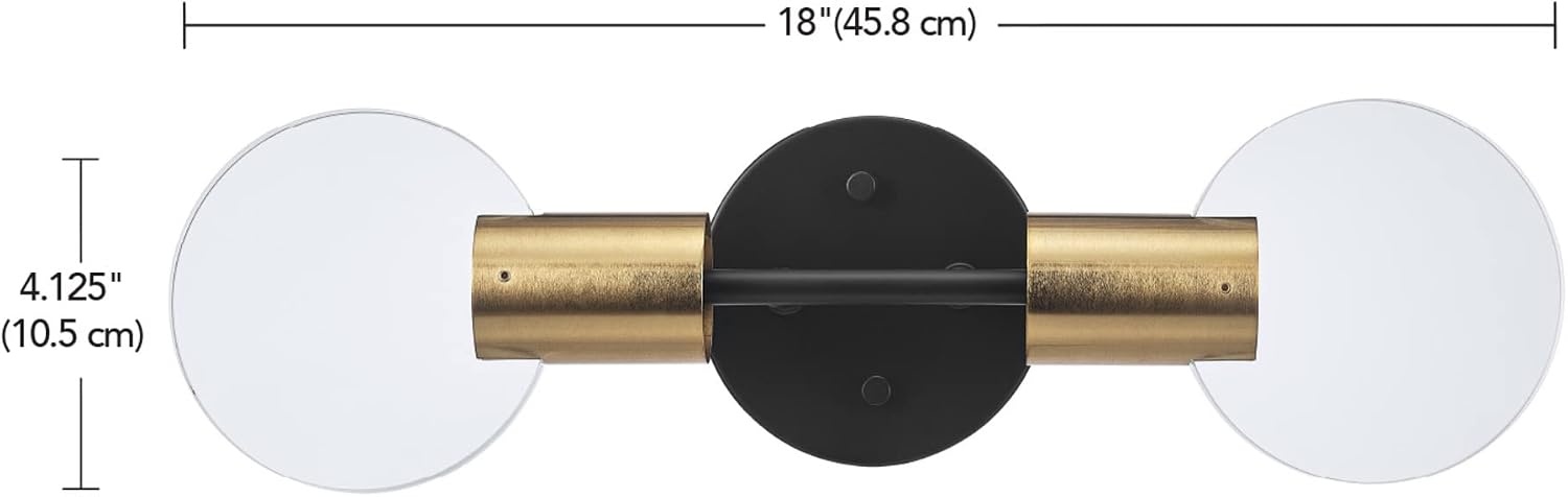 image:imageGlobe Electric Edinburgh 24 LED Integrated Vanity Light Matte Black 19W 1200 Lumens 4000 Kelvin Cool White 90 CRI Frosted Acrylic Shades Dimmable Bulb Not IncludedMatte Black Brass