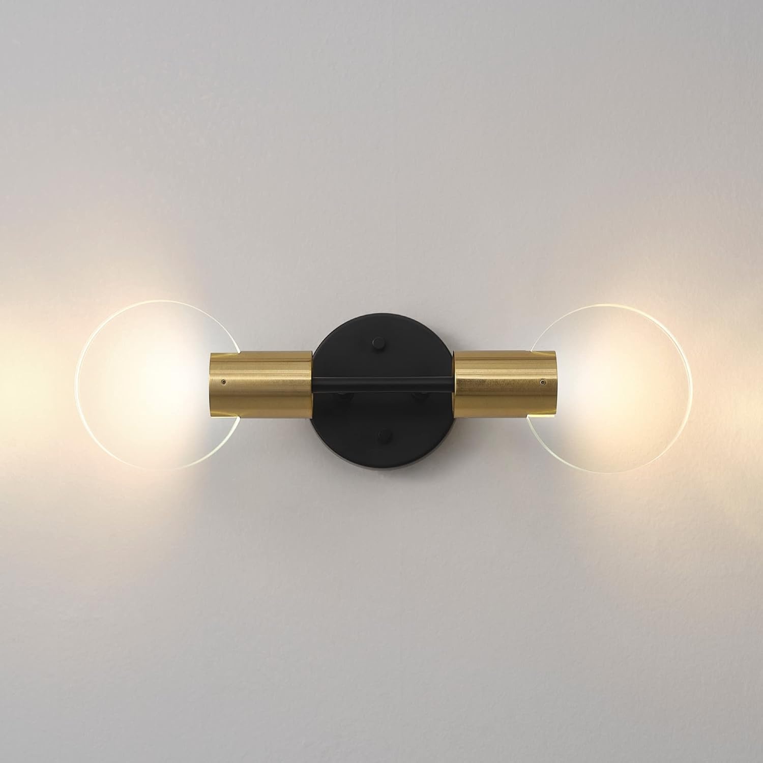 image:imageGlobe Electric Edinburgh 24 LED Integrated Vanity Light Matte Black 19W 1200 Lumens 4000 Kelvin Cool White 90 CRI Frosted Acrylic Shades Dimmable Bulb Not IncludedMatte Black Brass