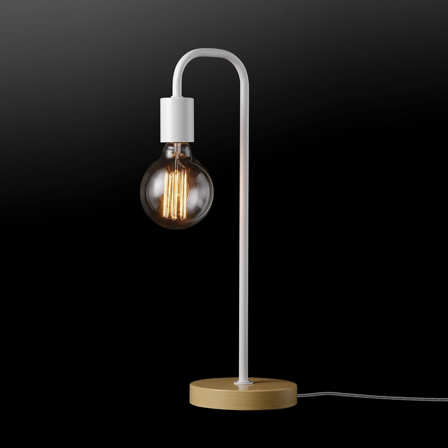image:imageGlobe Electric Holden 18 Table Lamp Matte White Faux Light Wood Base Indoor LED 60W E26Matte White Faux Wood