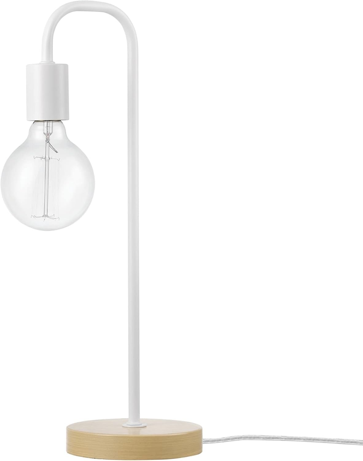 image:imageGlobe Electric Holden 18 Table Lamp Matte White Faux Light Wood Base Indoor LED 60W E26Matte White Faux Wood