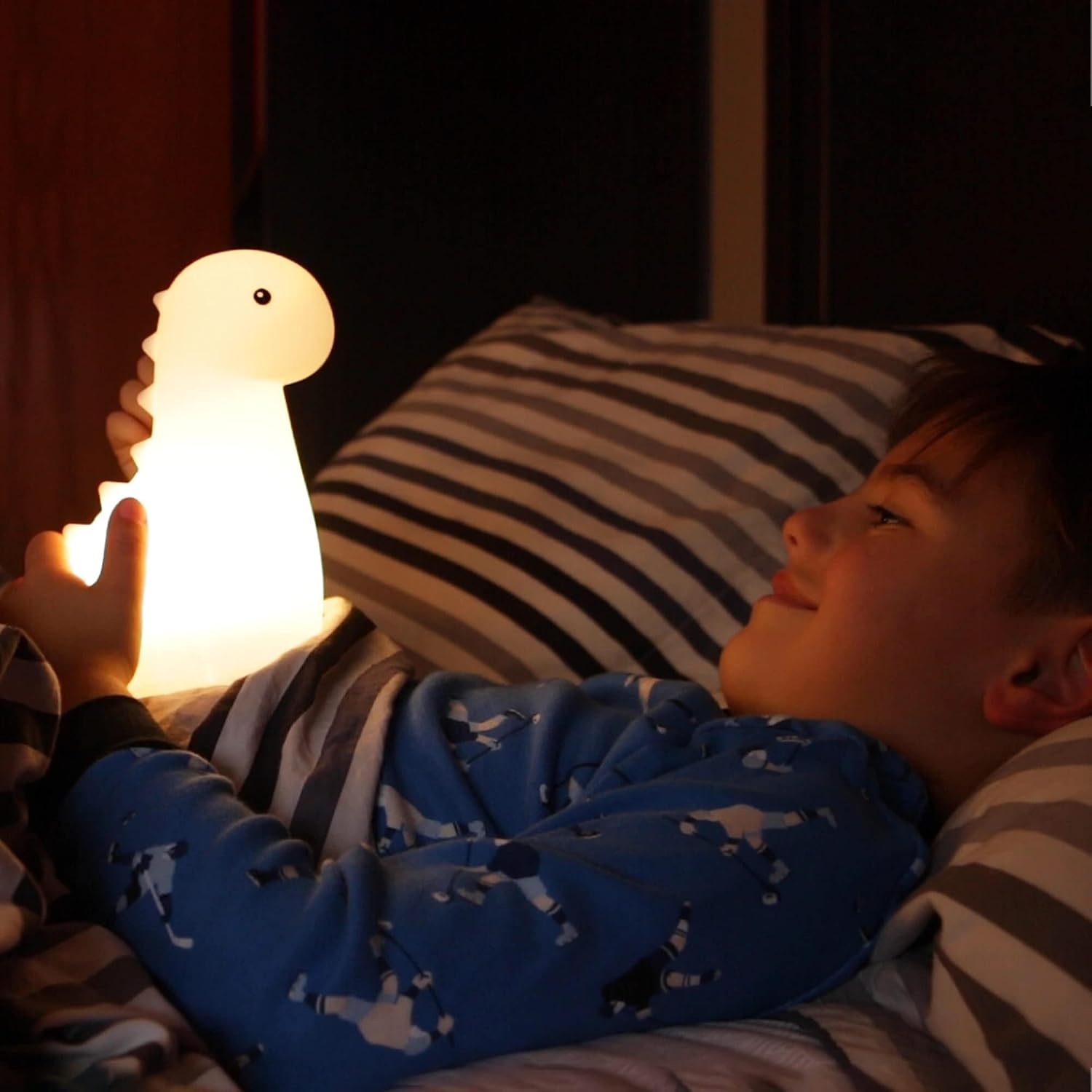 image:imageGlobe Electric Multicolor LED Silicone Night Light Brontosaurus Tap Light Rechargeable Color Changing Soft BPAFree Body Kids Nursery Dcor 13848