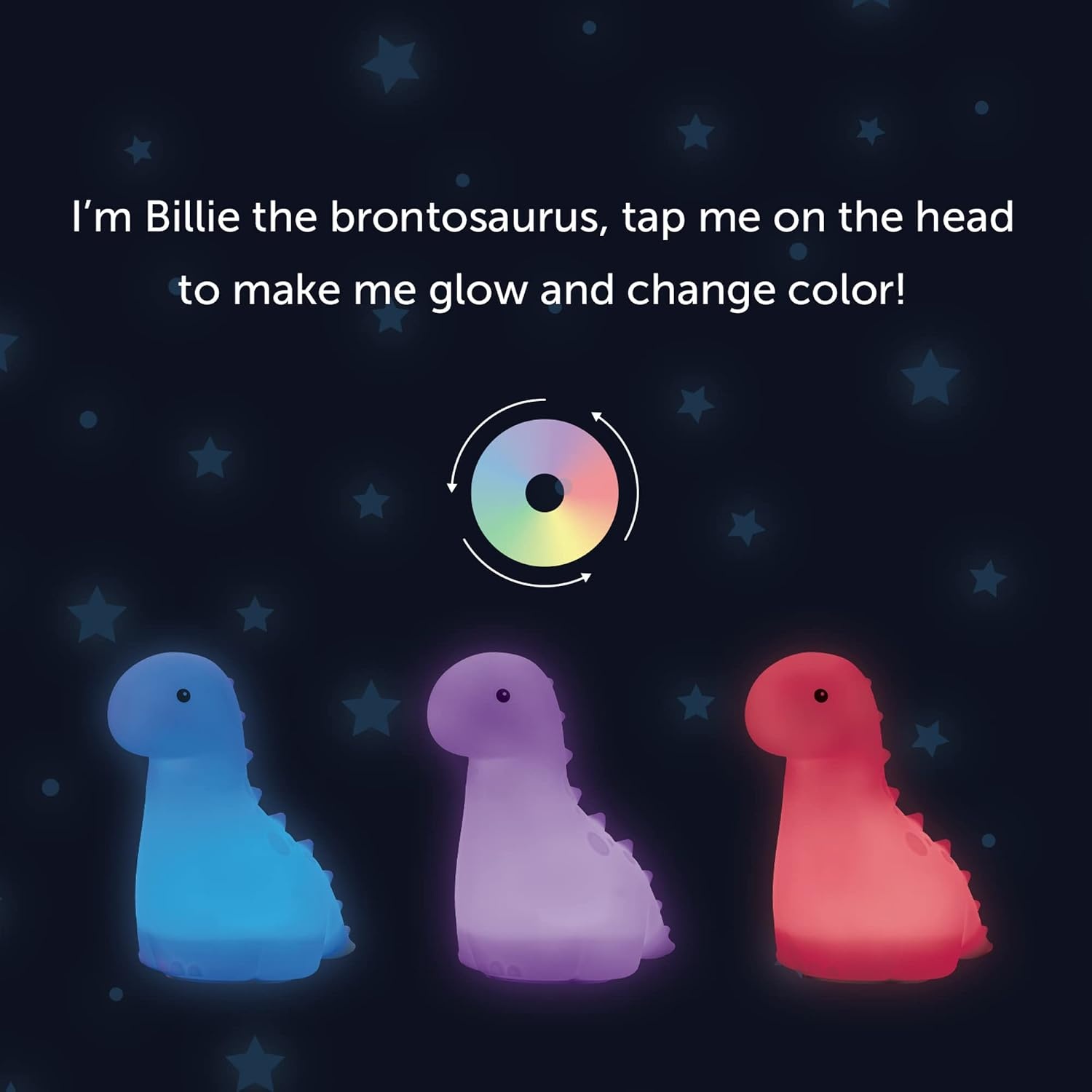 image:imageGlobe Electric Multicolor LED Silicone Night Light Brontosaurus Tap Light Rechargeable Color Changing Soft BPAFree Body Kids Nursery Dcor 13848