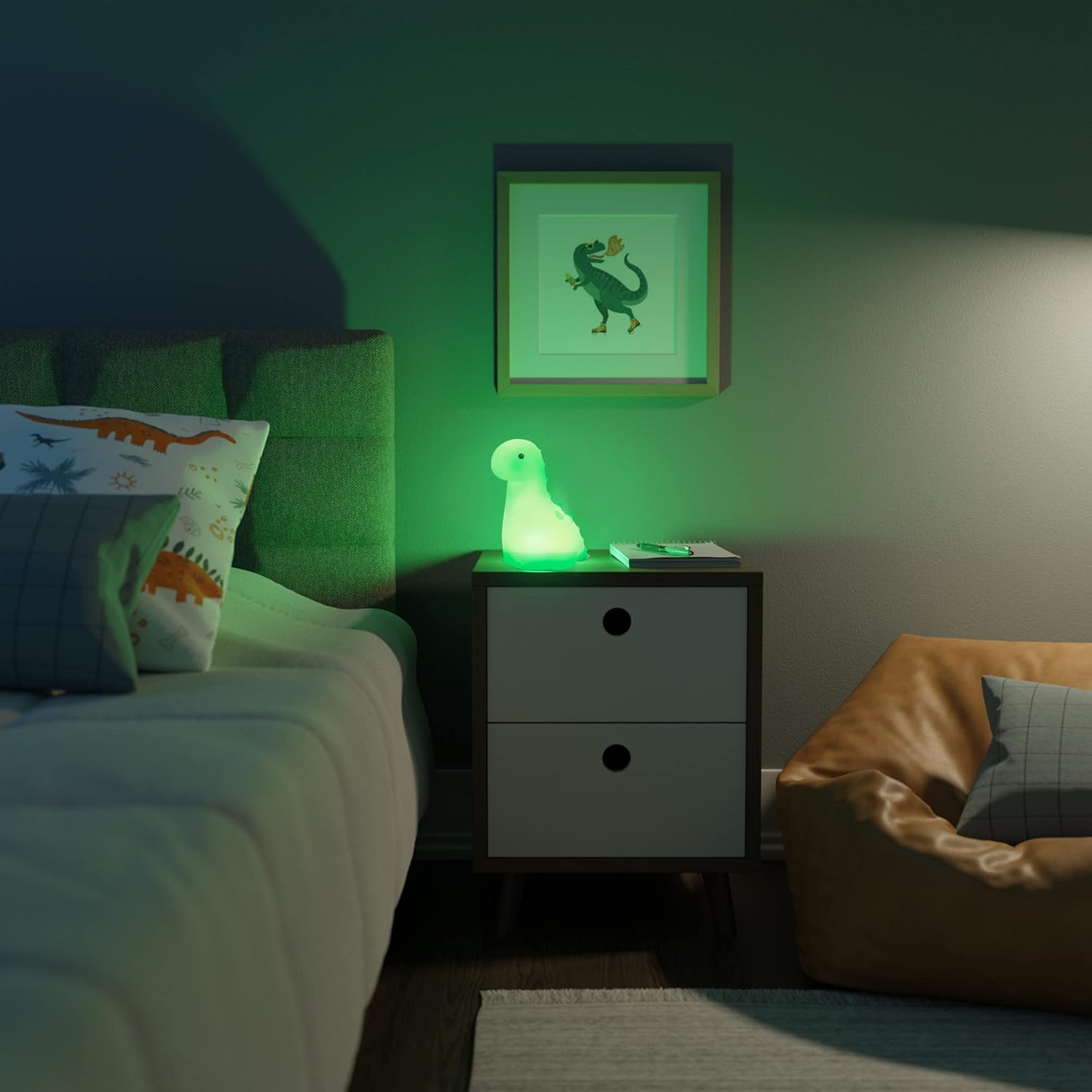 image:imageGlobe Electric Multicolor LED Silicone Night Light Brontosaurus Tap Light Rechargeable Color Changing Soft BPAFree Body Kids Nursery Dcor 13848