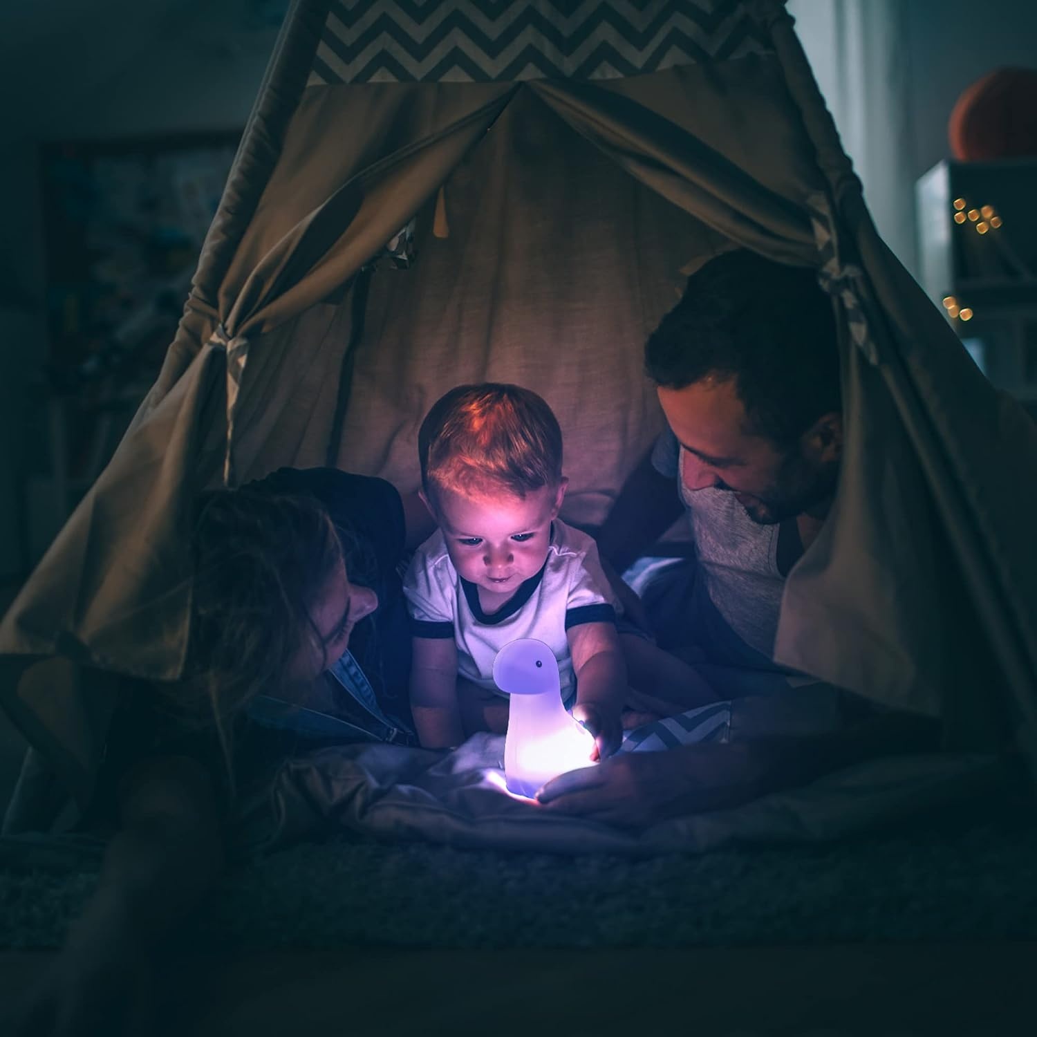 image:imageGlobe Electric Multicolor LED Silicone Night Light Brontosaurus Tap Light Rechargeable Color Changing Soft BPAFree Body Kids Nursery Dcor 13848