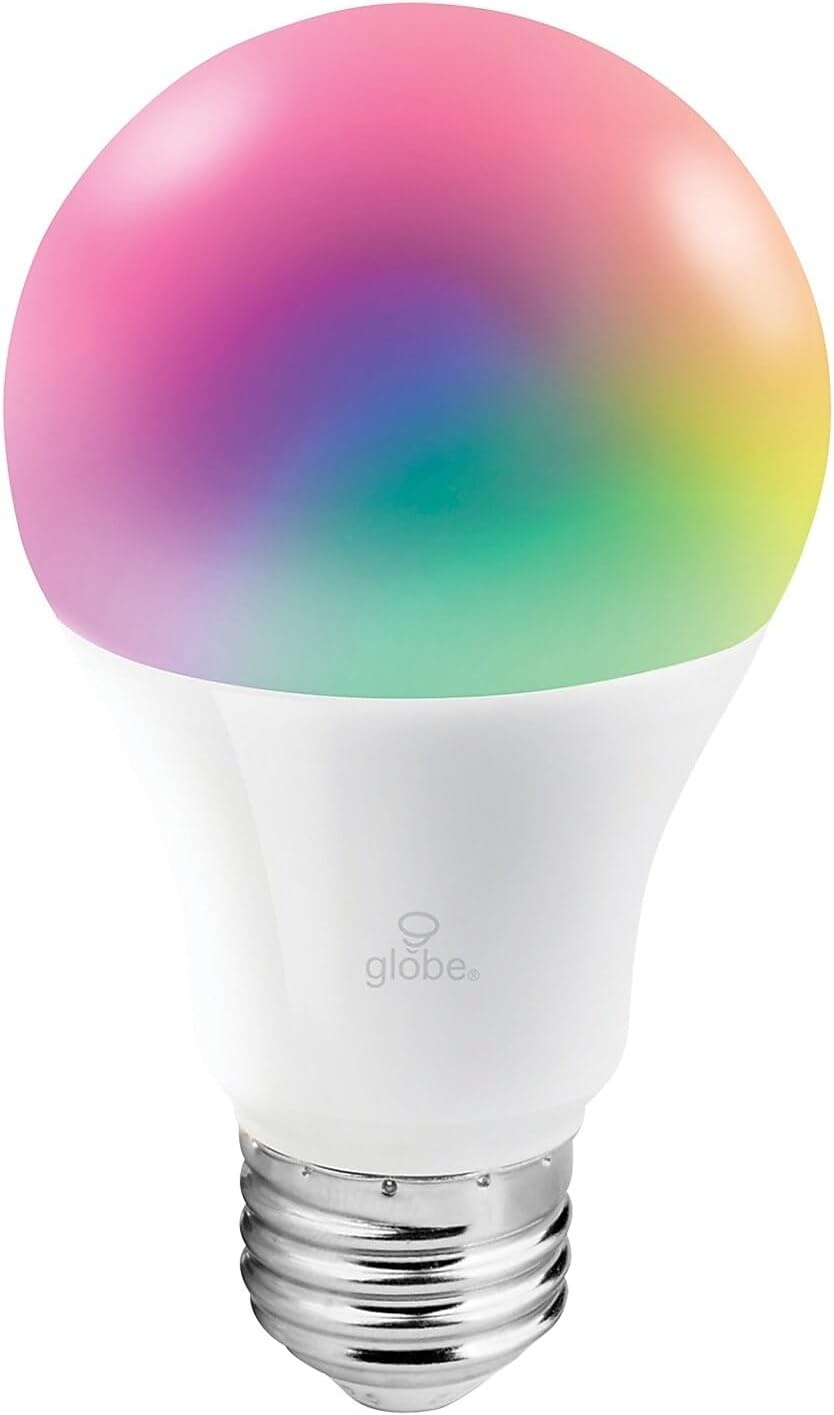 image:imageGlobe Electric WiFi Smart 10W LED Bulb Multicolor RGB Tunable White 2000K5000K A19 Shape E26 Base App Voice Control No Hub Required 34212Color Changing 1pack
