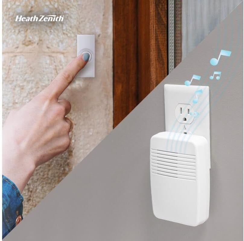 image:imageHeathZenith SL736602 Wireless PlugIn Door Chime Kit with Molded Plastic Cover White