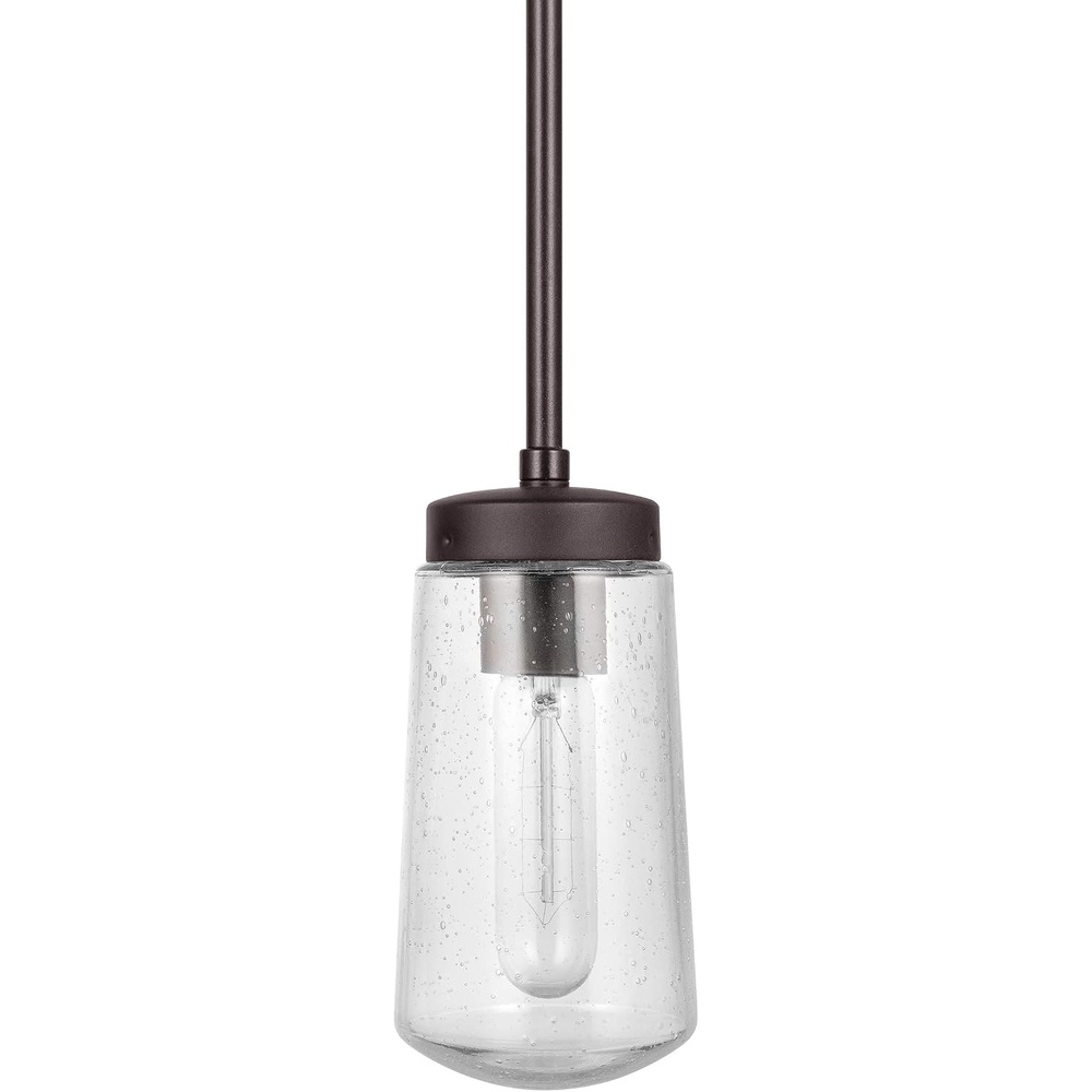 image:imageGLOBE Electric 44616 Tyson 1Light Outdoor Pendant Dark Bronze Clear Seeded Glass Shade Bulb IncludedBronze Tyson