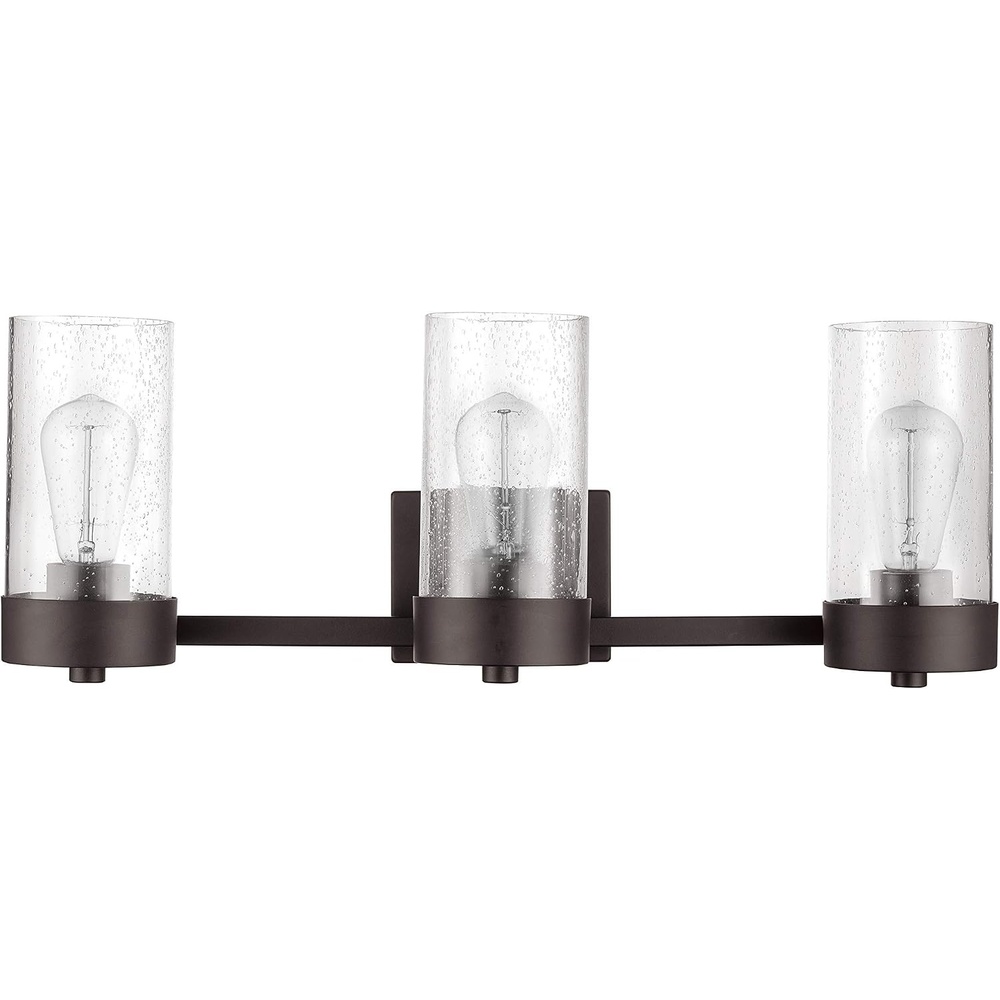 image:imageGLOBE Electric 51633 Axel 3Light Vanity Light Bronze Seeded Glass Shades Bulbs IncludedBronze