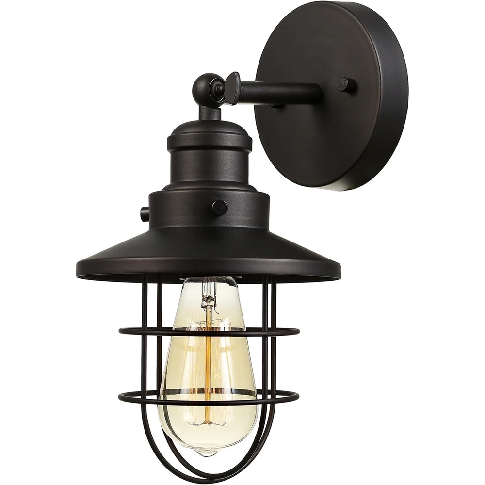 image:imageGLOBE Electric 59123 1Light Wall Sconce Dark Bronze Removable Cage Shade Wall Lighting Wall Lamp Dimmable Wall Lights for Bedroom Kitchen Sconces Wall Lighting Home Dcor Bulb Not IncludedDark Bronze