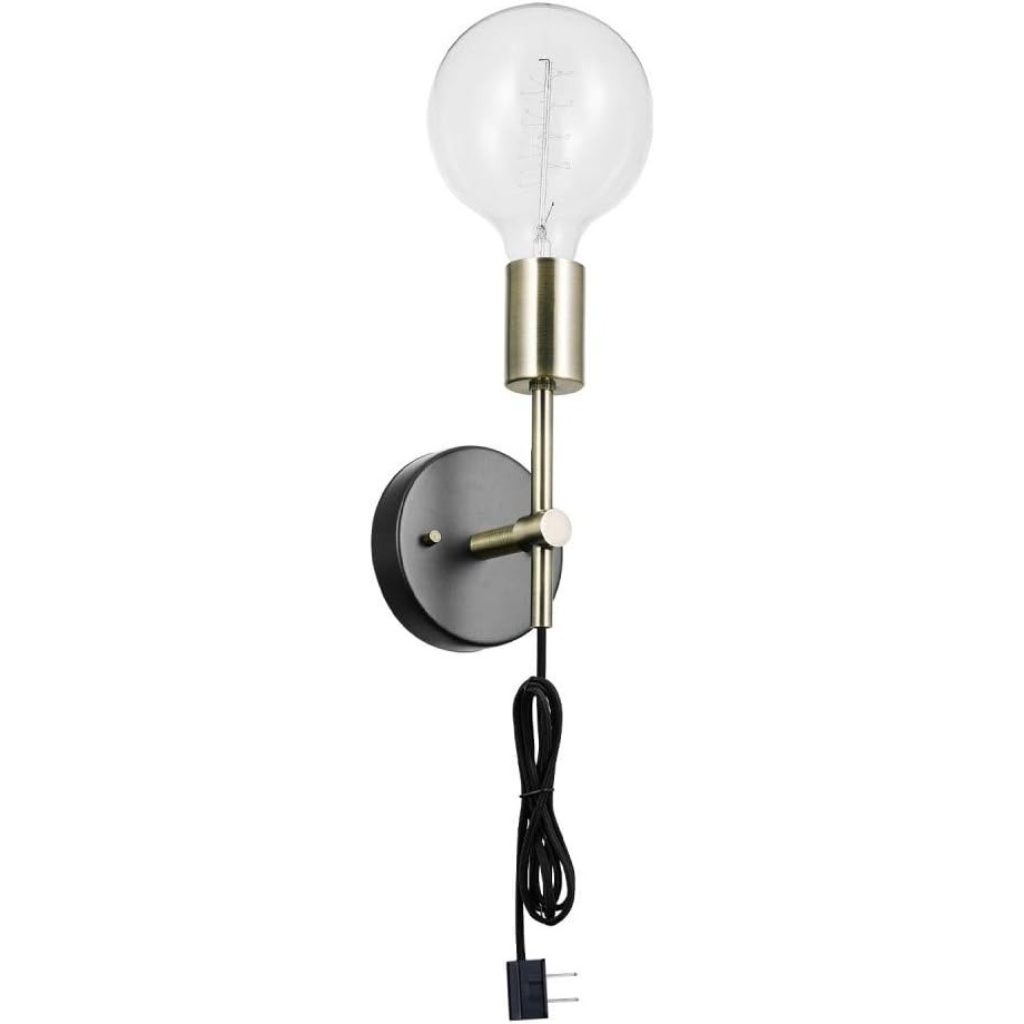 image:imageGLOBE Electric Owen 1Light Plugin or Hardwire Wall Sconce Antique Brass Socket Dark Bronze Cloth Cord 51371 Bulb Not IncludedPack of 1