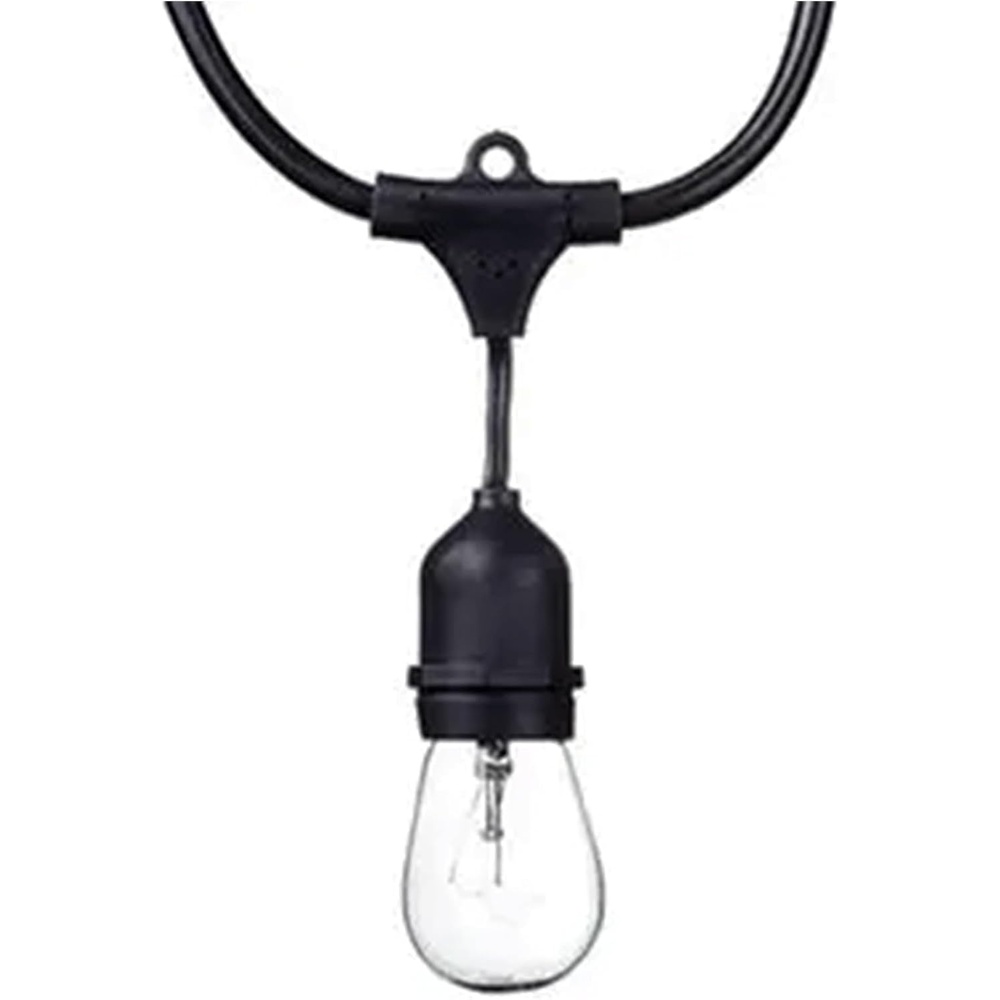 image:imageGlobe 24 Feet 80 Lumens S14 Dublin LED Vintage String 12 Bulb Light Set Includes 12 Sockets Plug in Black Cord and Bulbs for Indoor and Outdoor Use