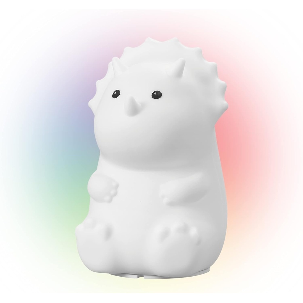 image:imageGlobe Electric 13849 Multicolor Changing LED Integrated Rechargeable Silicone Night Light Lion Tap Button Switch White Modern Lighting for Bedroom Nursery Playroom NightstandTerry Triceratops