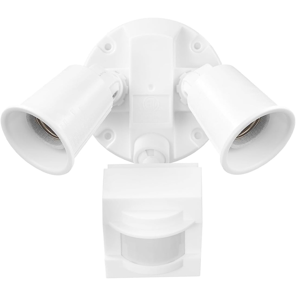 image:imageGlobe Electric 17000269 110Degree 240 W Twin Head White Hardwired Motion Sensor Security Flood Light Spotlight Outdoor Outside House LightsWhite