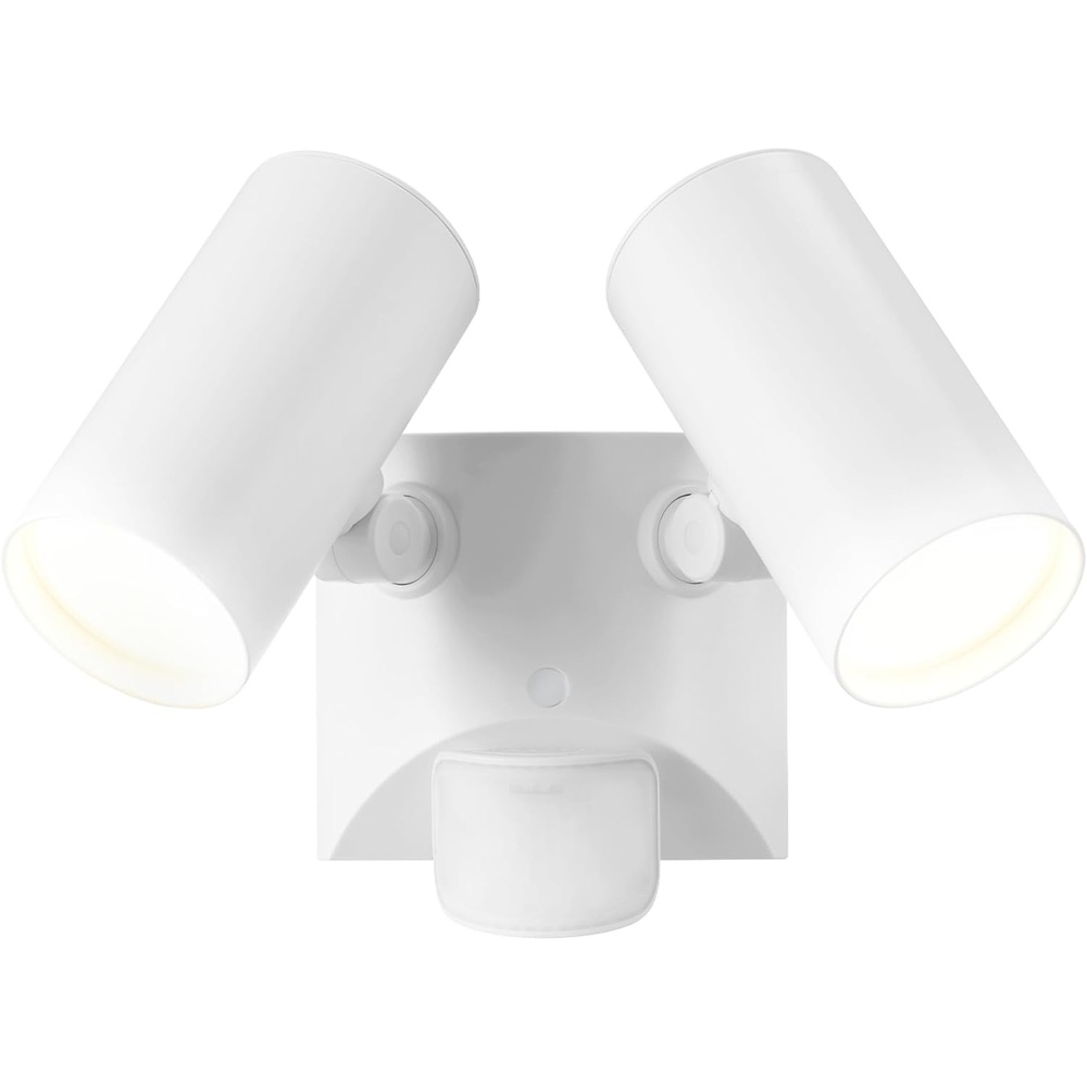 image:imageGlobe Electric 180Degree 22W Twin Head White Wired Motion Activated Diecast Architectural Security Light Spotlight Outdoor Outside House Lights