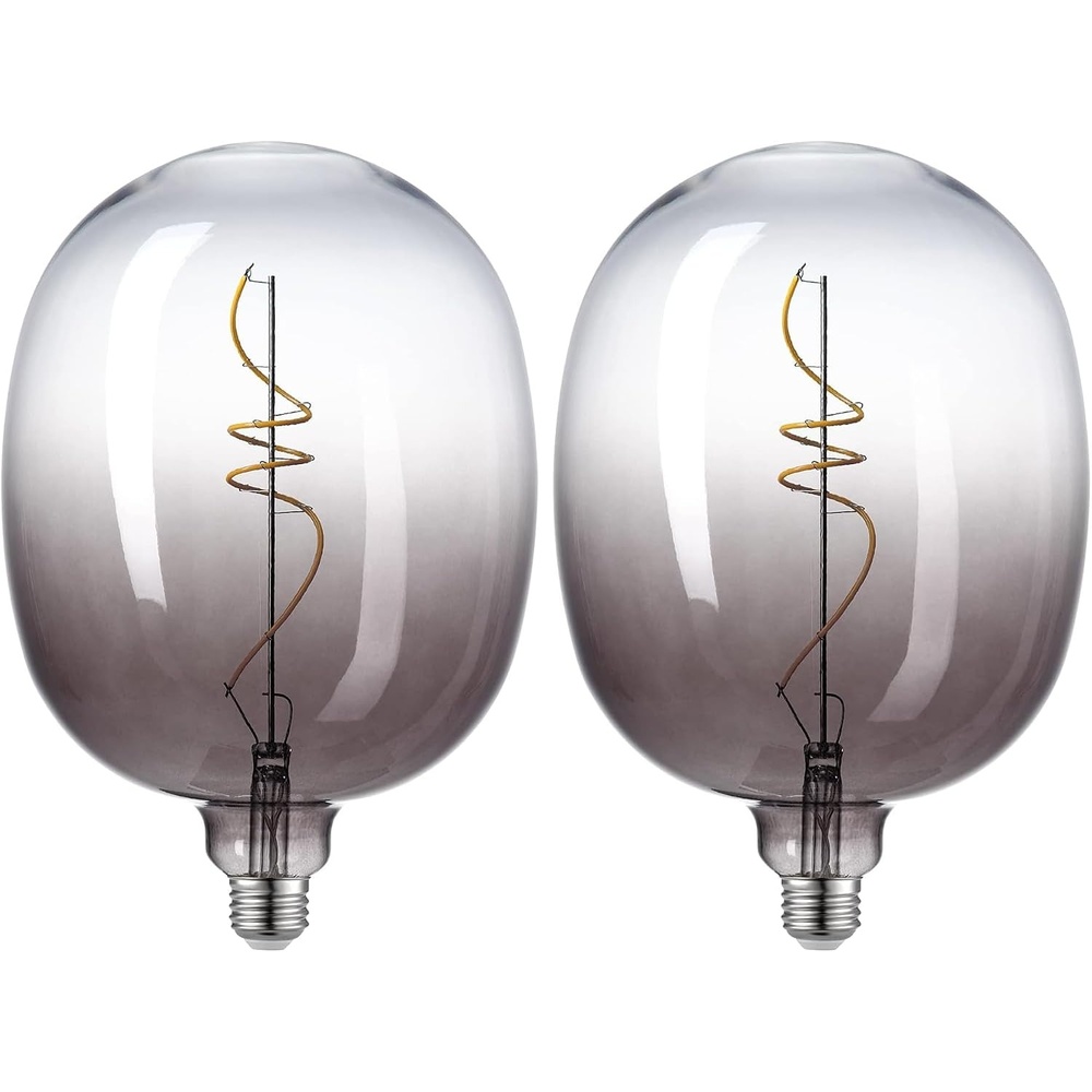 image:imageGlobe Electric 35654 Luxe Luxury Oversized Smoked Glass LED Filament Light Bulb 5 Watts 25 Watt Equivalent Gradient Smoked Glass Design 1800 Kelvin 180 Lumens 15 000 Hour Lifespan DimmableLarge Pack of 2