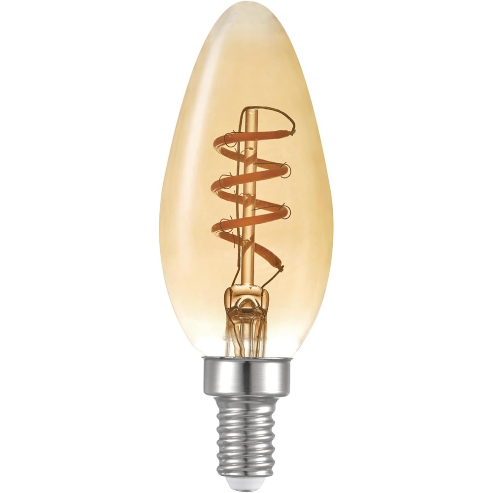 image:imageGlobe Electric 40W Equivalent Soft White 2000K Edison Candelabra Amber Glass Dimmable LED Light Bulb 31355 1Pack B10 VintageB10