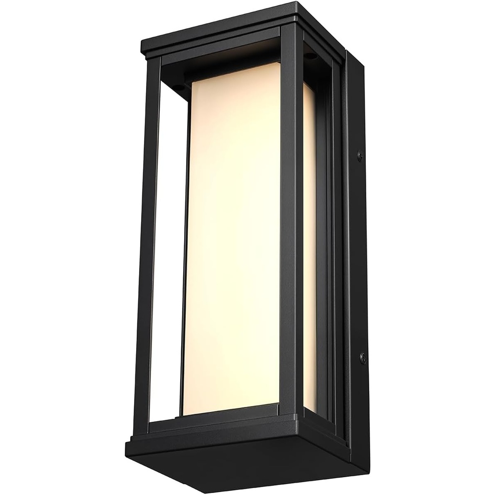 image:imageGlobe Electric 44359 Capulet LED Integrated Outdoor Indoor Wall Sconce Black Clear Bubble Glass Center Column Dimmable 12W 850 LumensMatte Black Frosted Glass