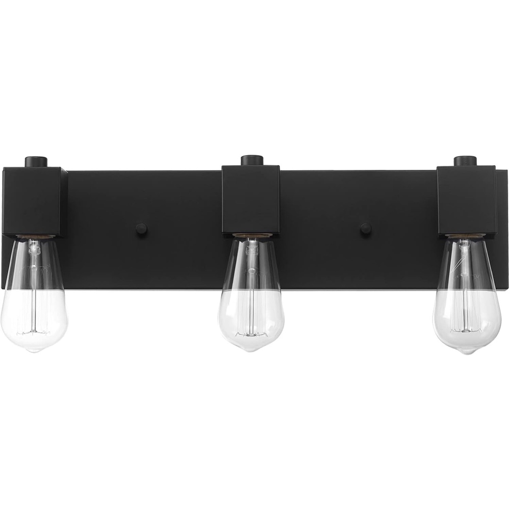 image:imageGlobe Electric 51634 Dakota 5Piece AllinOne Bathroom Set 3 Vanity Light with Seeded Glass Shades Bar Toilet Paper Holder Towel Ring Robe Hook Matte BlackMatte Black  Trento