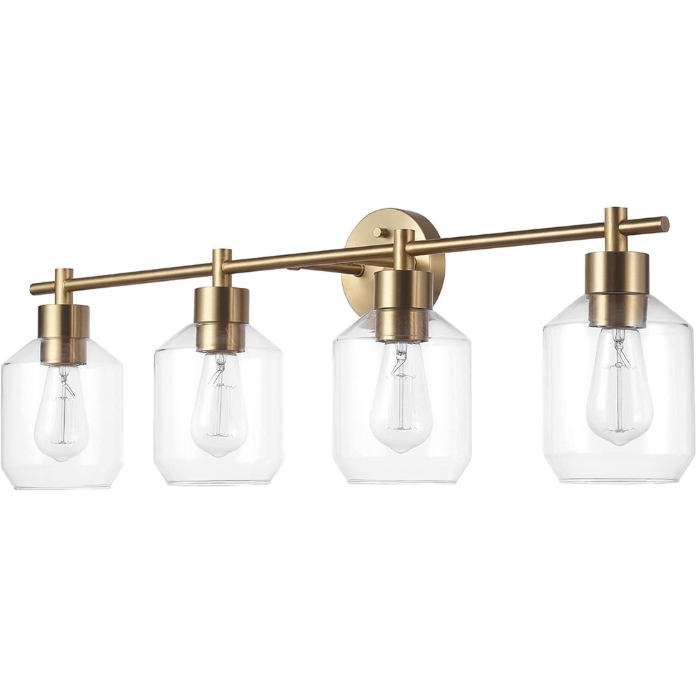 image:imageGlobe Electric 52083 Cannes 4Light Vanity Light Matte Brass Opal Glass Shades Bulb Not IncludedCannes 4Light