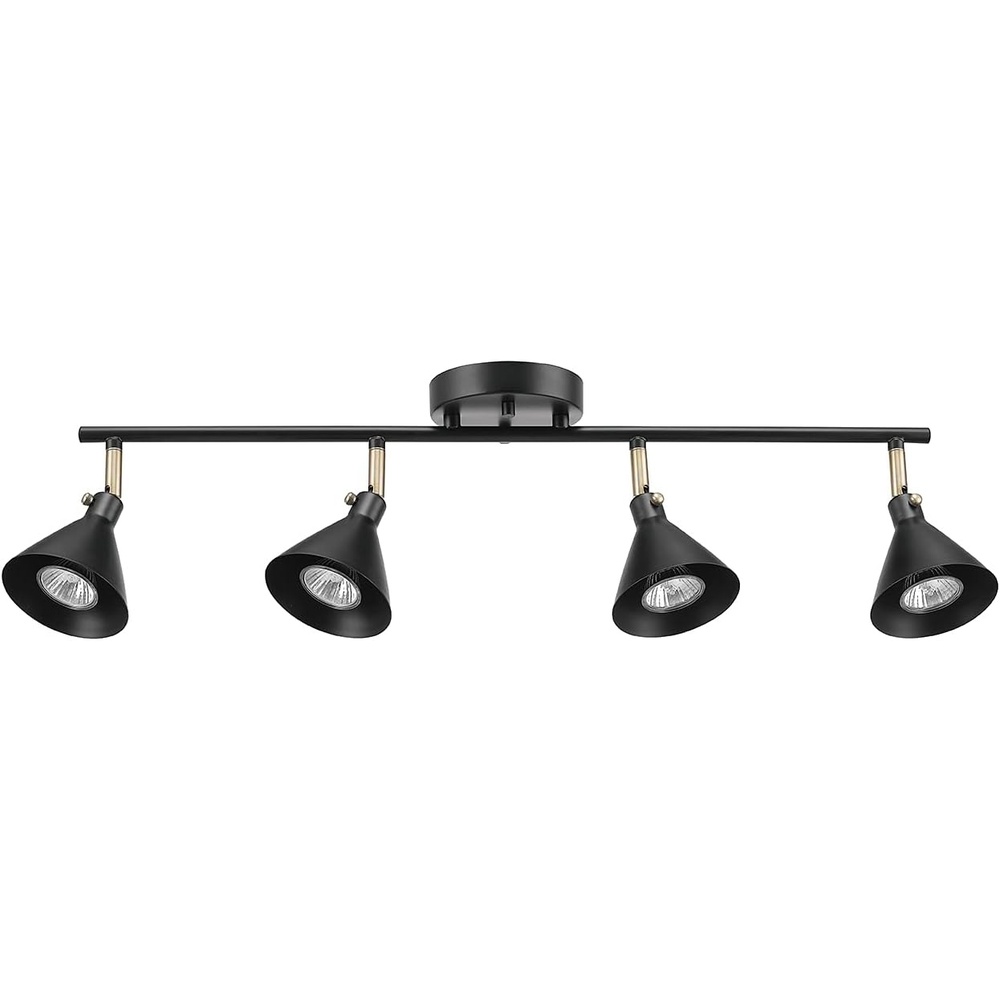 image:imageGlobe Electric 57228 4Light Track Lighting Matte Black Matte Brass Accents Lighting for Kitchen Bathroom Bedroom or Dining Room Living Room Ceiling Lights Light Fixture Kitchen Island Lights